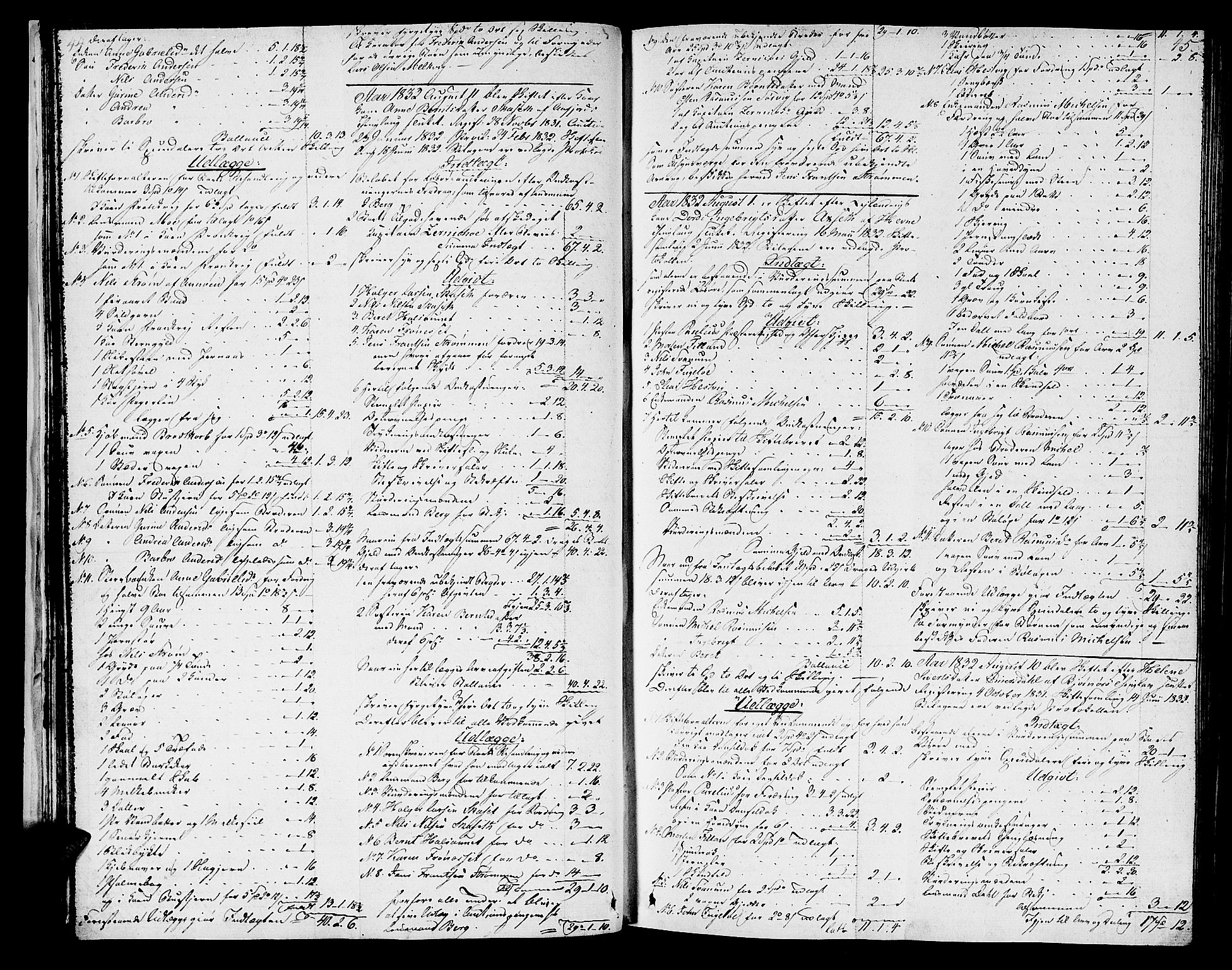 Fosen sorenskriveri, AV/SAT-A-1107/1/3/3A/L0020: Skifteprotokoll nr. 14, 1831-1840, s. 44-45