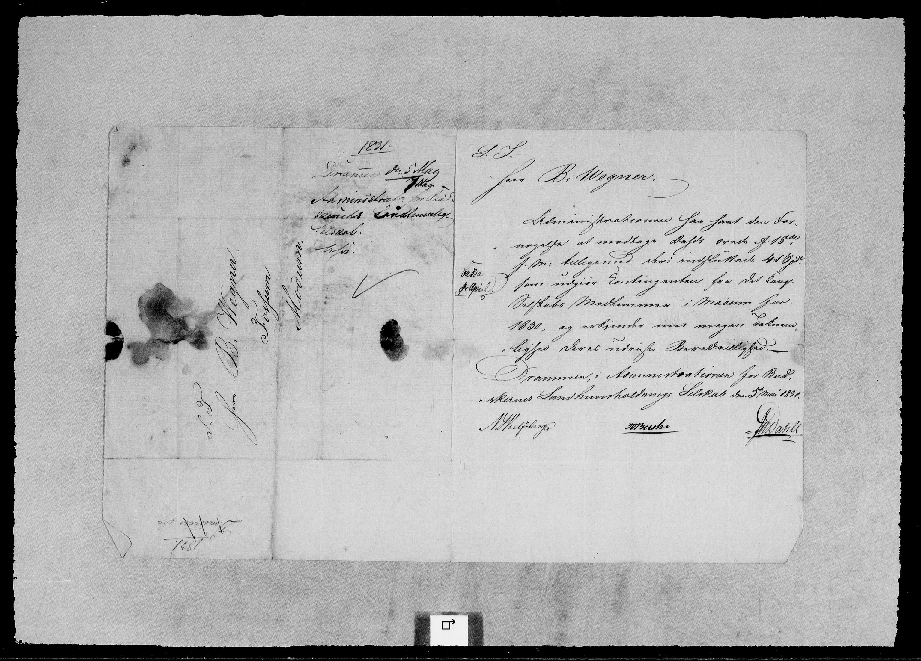 Modums Blaafarveværk, AV/RA-PA-0157/G/Gb/L0105/0001: -- / Innkomne brev A - L, 1830-1831, s. 6