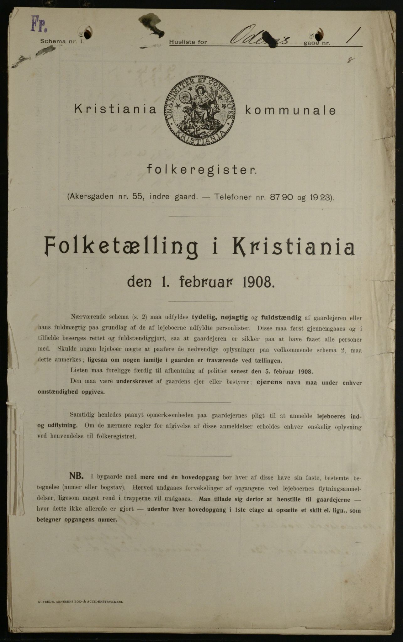 OBA, Kommunal folketelling 1.2.1908 for Kristiania kjøpstad, 1908, s. 66935