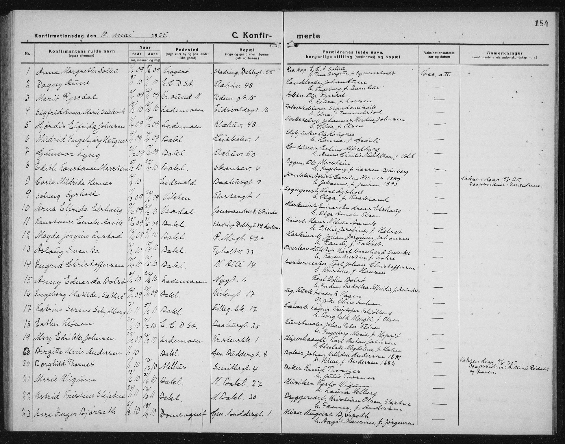 Ministerialprotokoller, klokkerbøker og fødselsregistre - Sør-Trøndelag, AV/SAT-A-1456/604/L0227: Klokkerbok nr. 604C10, 1923-1942, s. 184