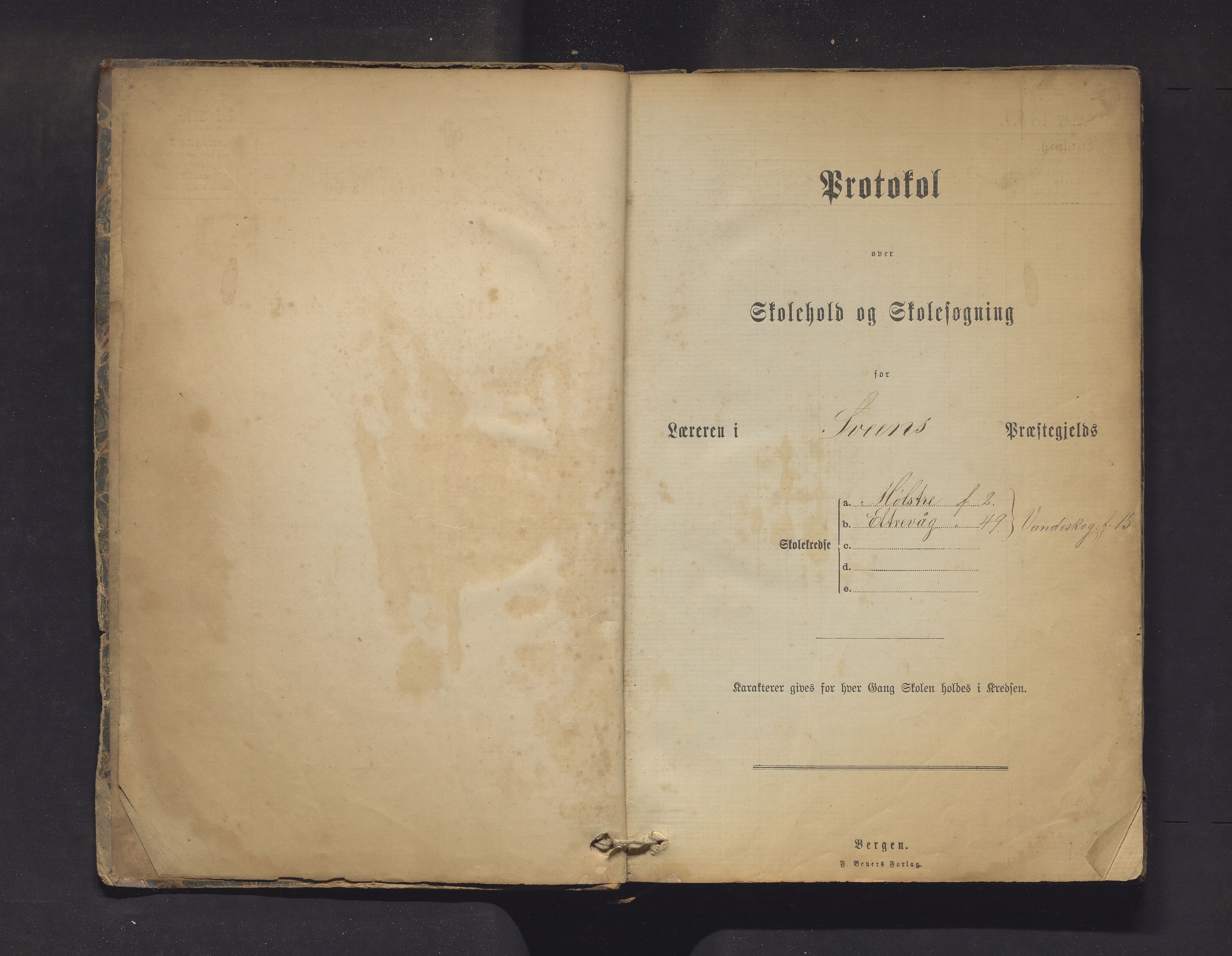 Sveio kommune. Barneskulane, IKAH/1216-231/F/Fa/L0013: Skuleprotokoll for Mølstre, Eltrevåg og Vandaskog krinsar, 1883-1902, s. 1