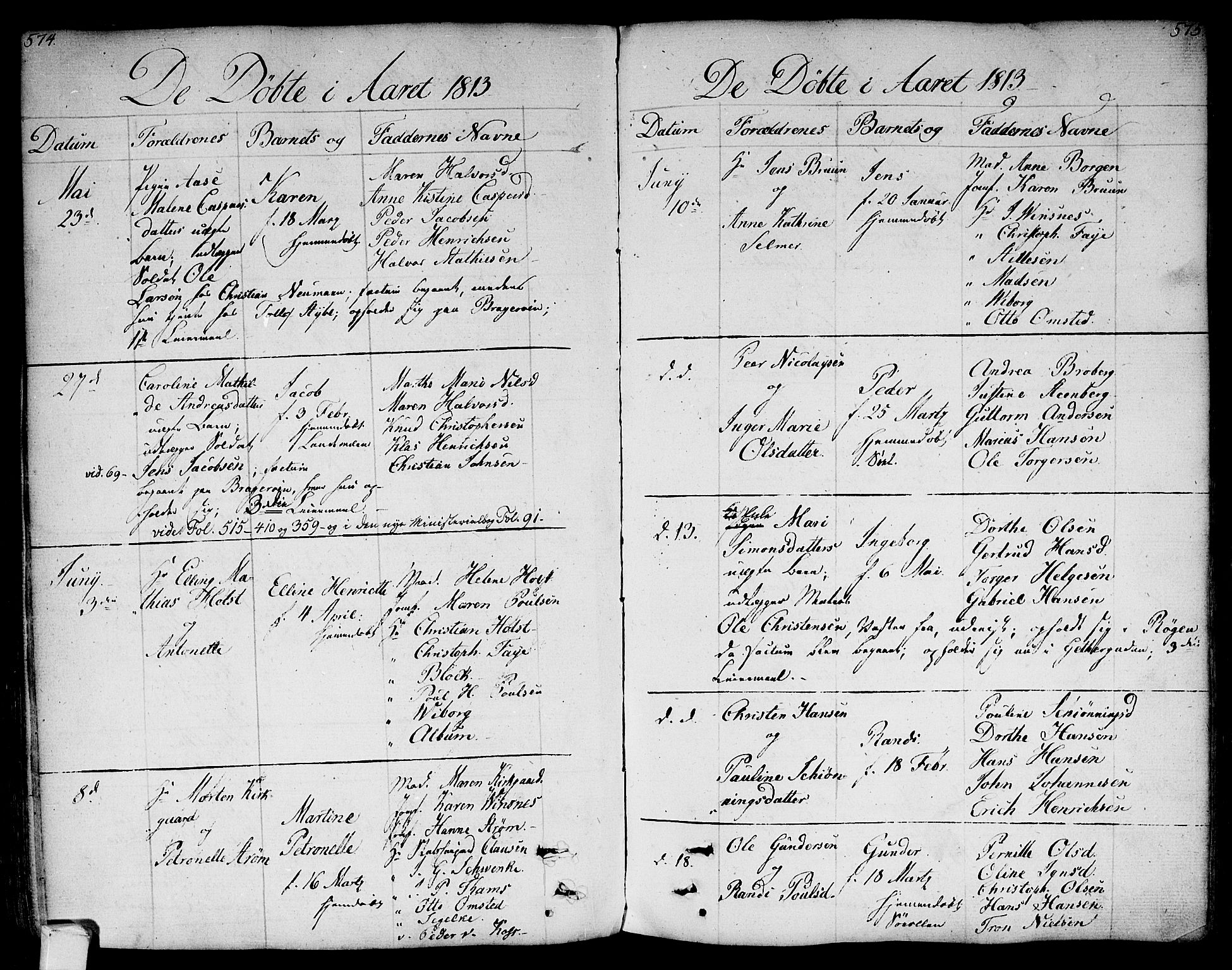 Bragernes kirkebøker, SAKO/A-6/F/Fa/L0006a: Ministerialbok nr. I 6, 1782-1814, s. 574-575