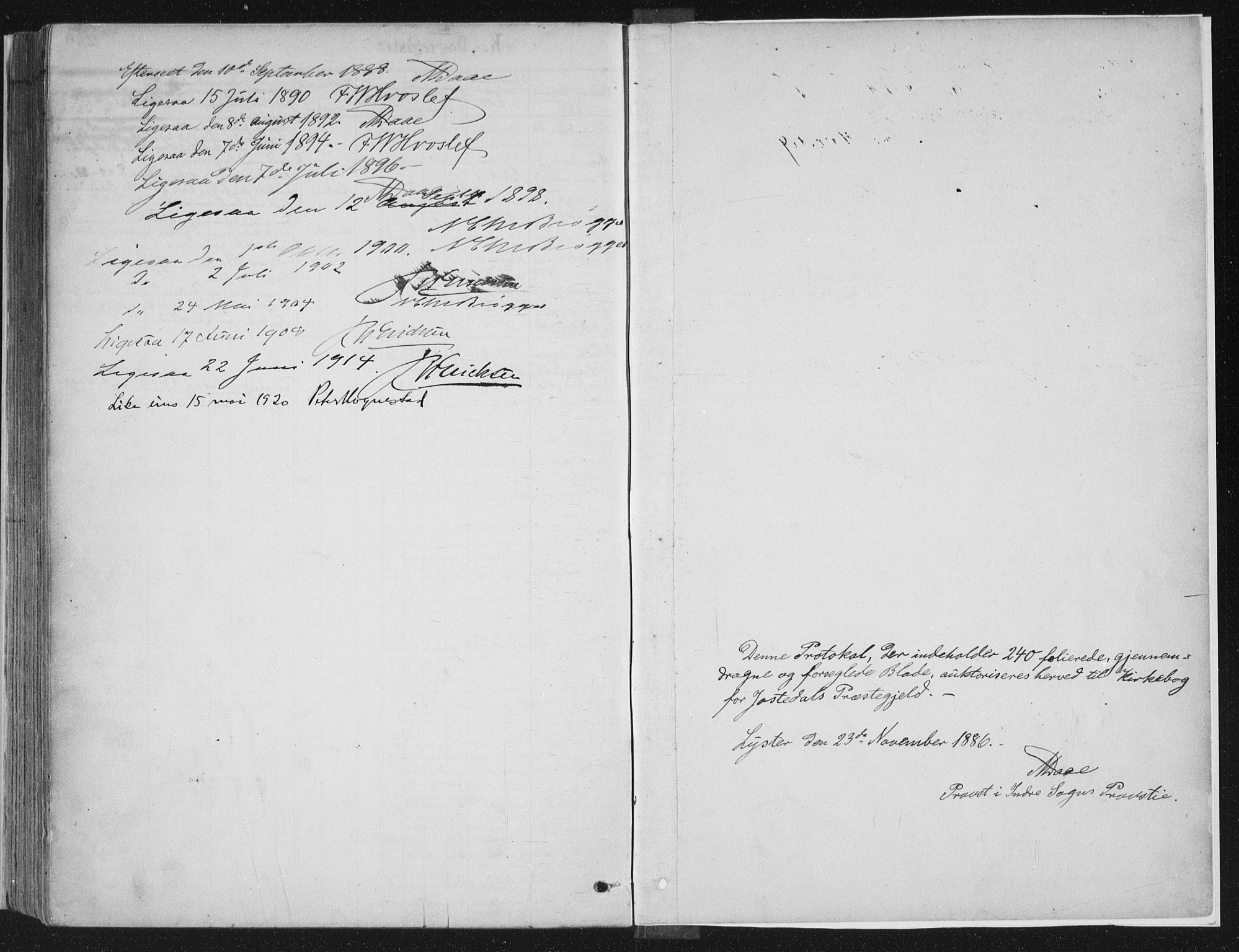 Jostedal sokneprestembete, AV/SAB-A-80601/H/Haa/Haab/L0001: Ministerialbok nr. B 1, 1887-1914