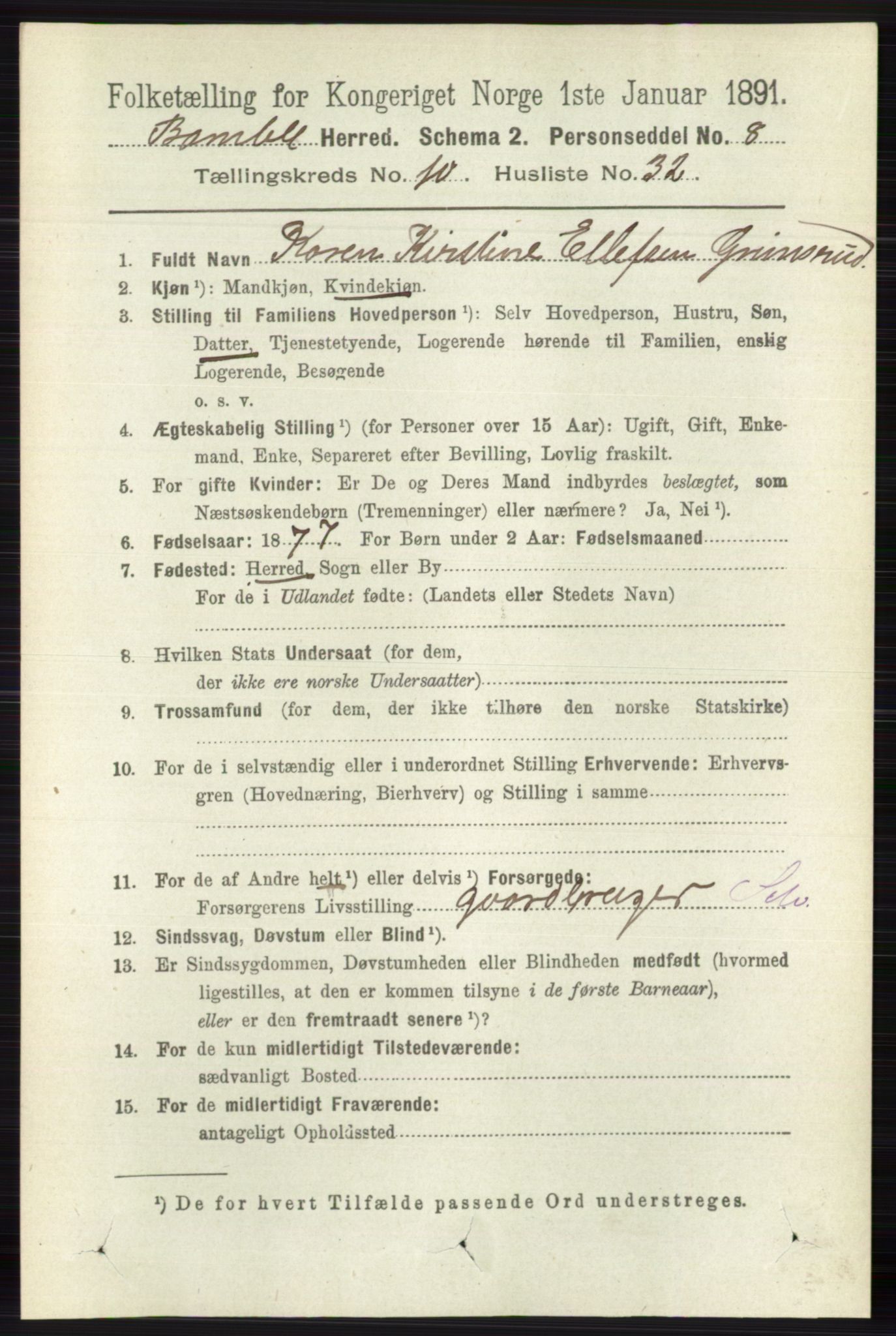 RA, Folketelling 1891 for 0814 Bamble herred, 1891, s. 5982