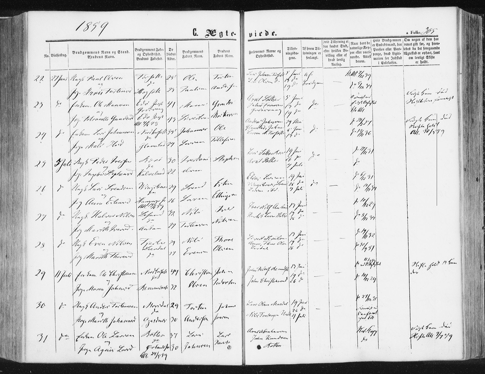 Ministerialprotokoller, klokkerbøker og fødselsregistre - Møre og Romsdal, AV/SAT-A-1454/578/L0905: Ministerialbok nr. 578A04, 1859-1877, s. 305