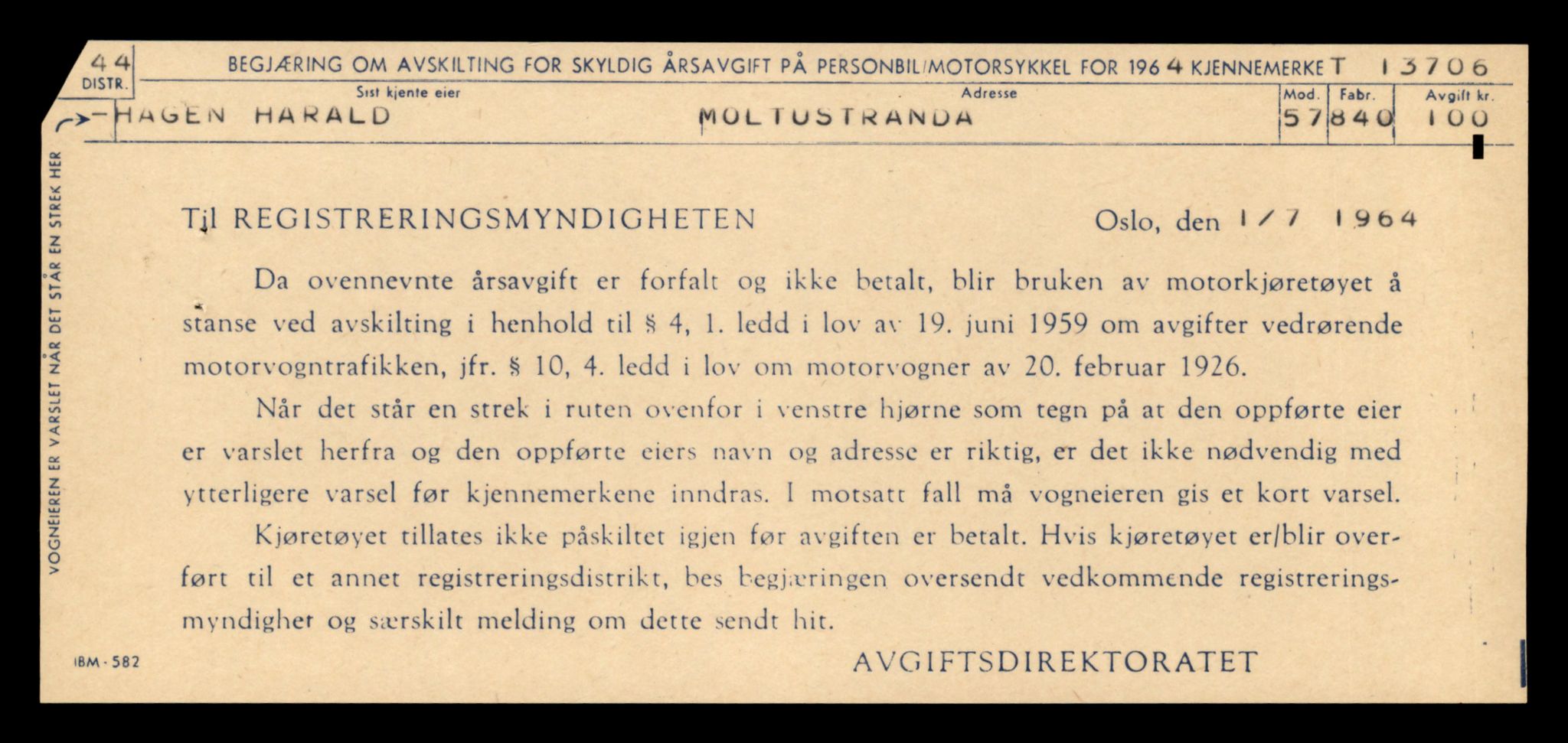 Møre og Romsdal vegkontor - Ålesund trafikkstasjon, AV/SAT-A-4099/F/Fe/L0040: Registreringskort for kjøretøy T 13531 - T 13709, 1927-1998, s. 2999