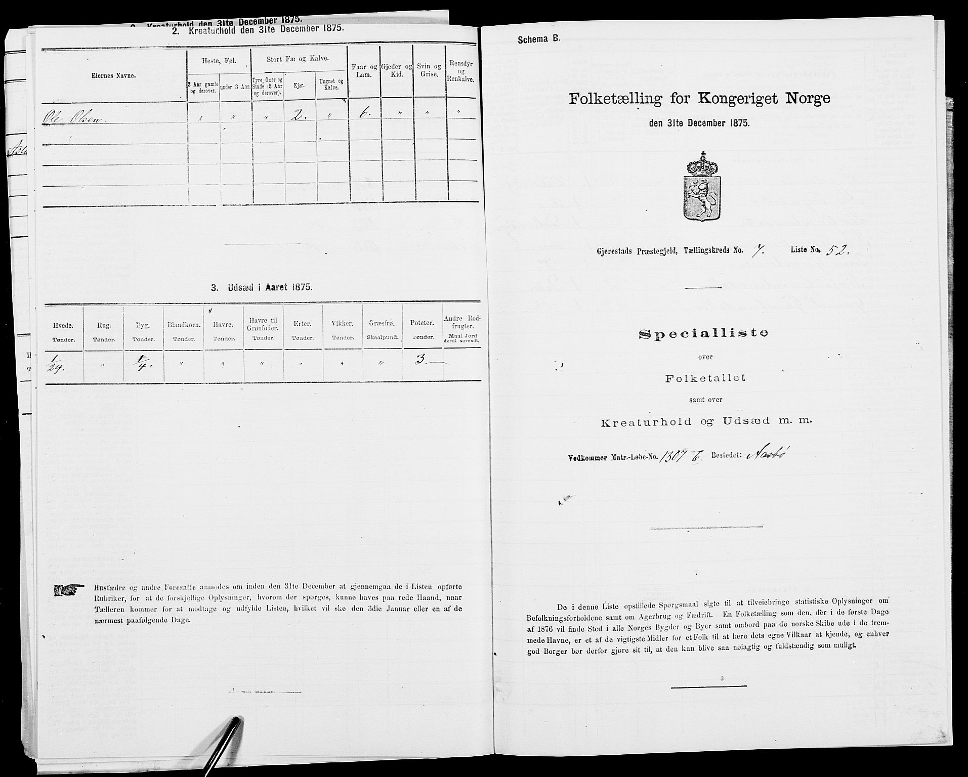 SAK, Folketelling 1875 for 0911P Gjerstad prestegjeld, 1875, s. 811