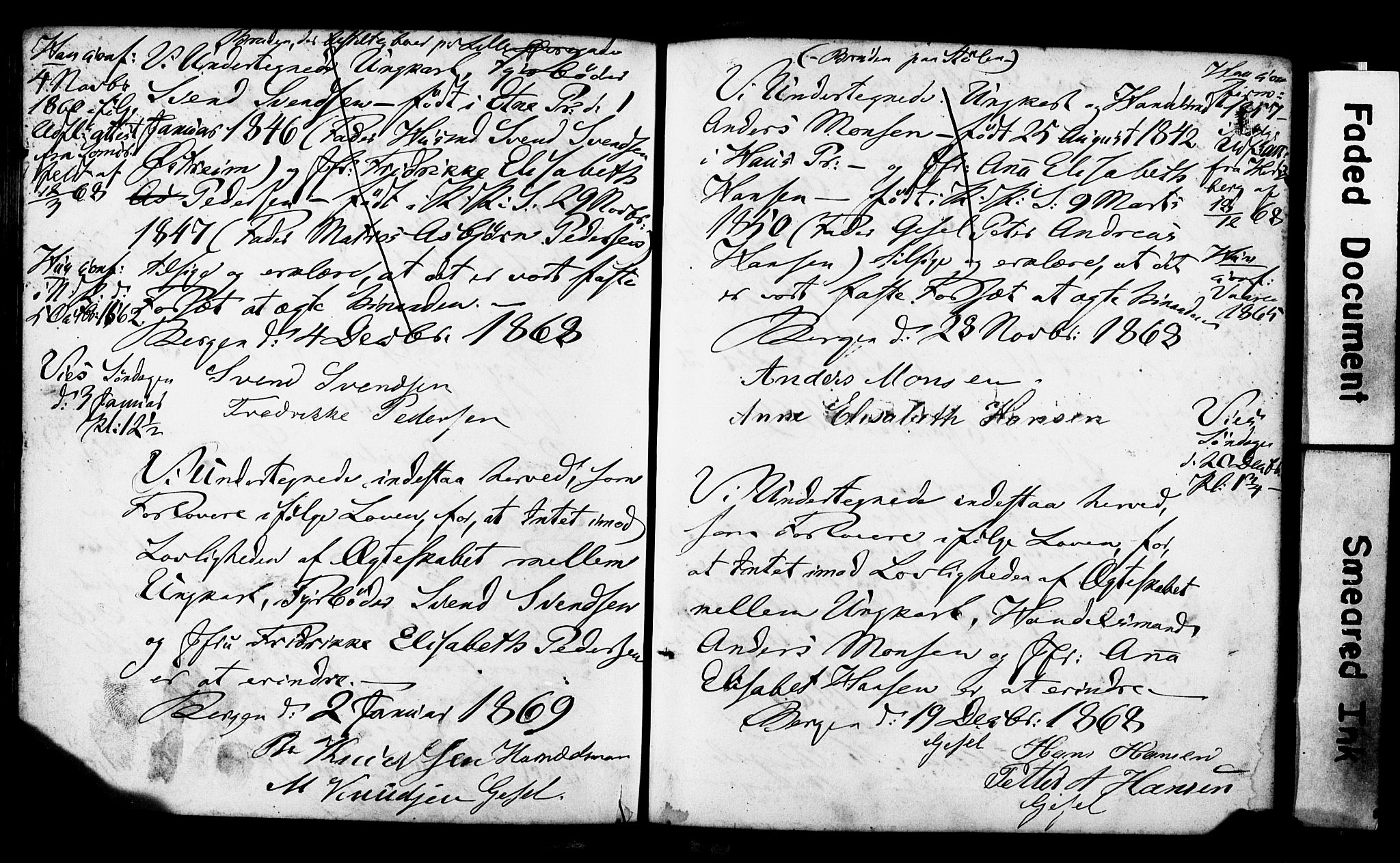 Korskirken sokneprestembete, SAB/A-76101: Forlovererklæringer nr. II.5.3, 1865-1871, s. 135