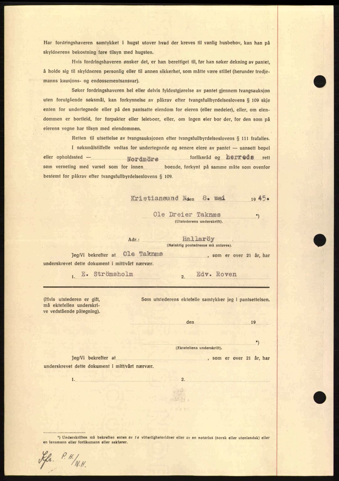 Nordmøre sorenskriveri, AV/SAT-A-4132/1/2/2Ca: Pantebok nr. B92, 1944-1945, Dagboknr: 679/1945