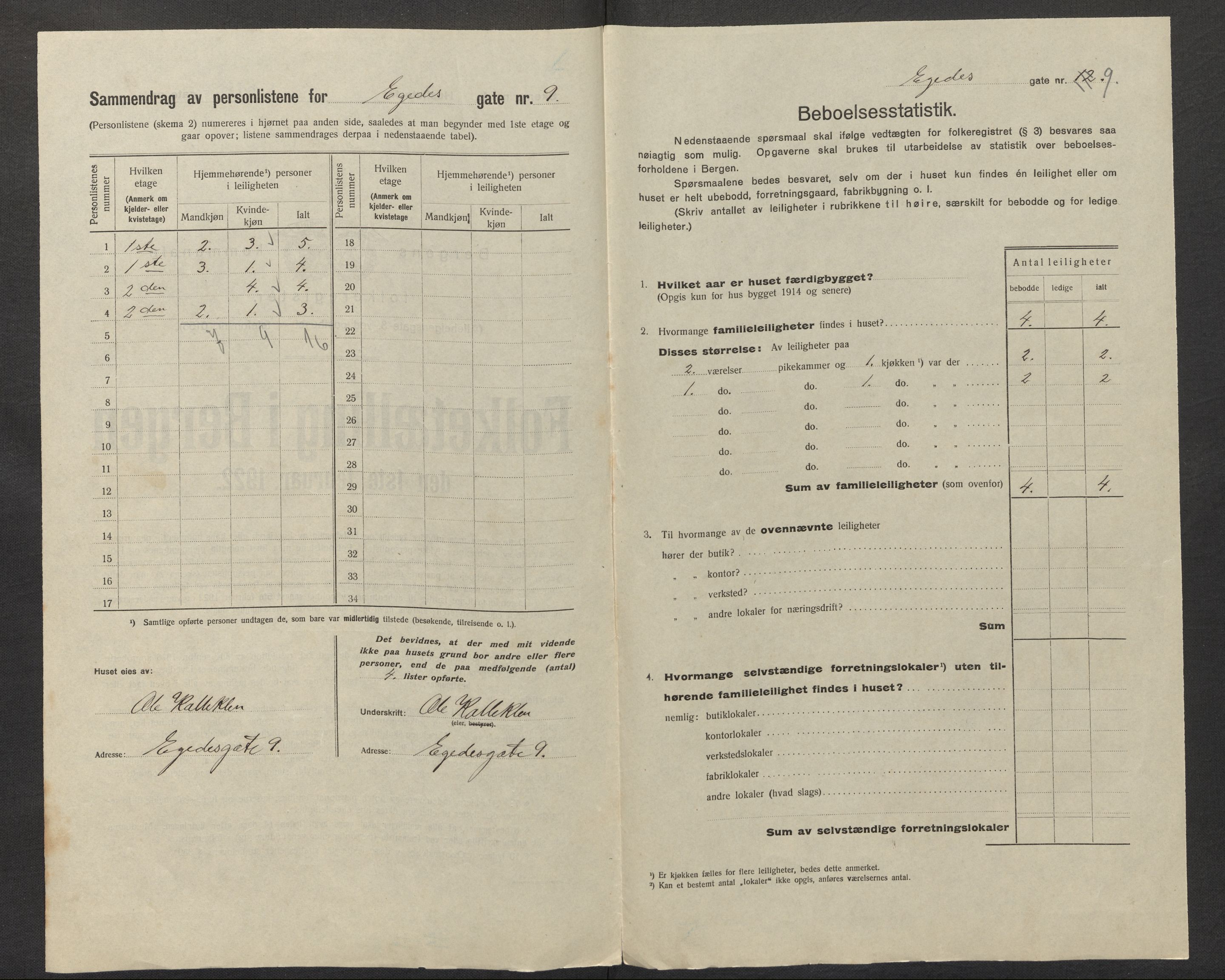 SAB, Kommunal folketelling 1922 for Bergen kjøpstad, 1922, s. 6514