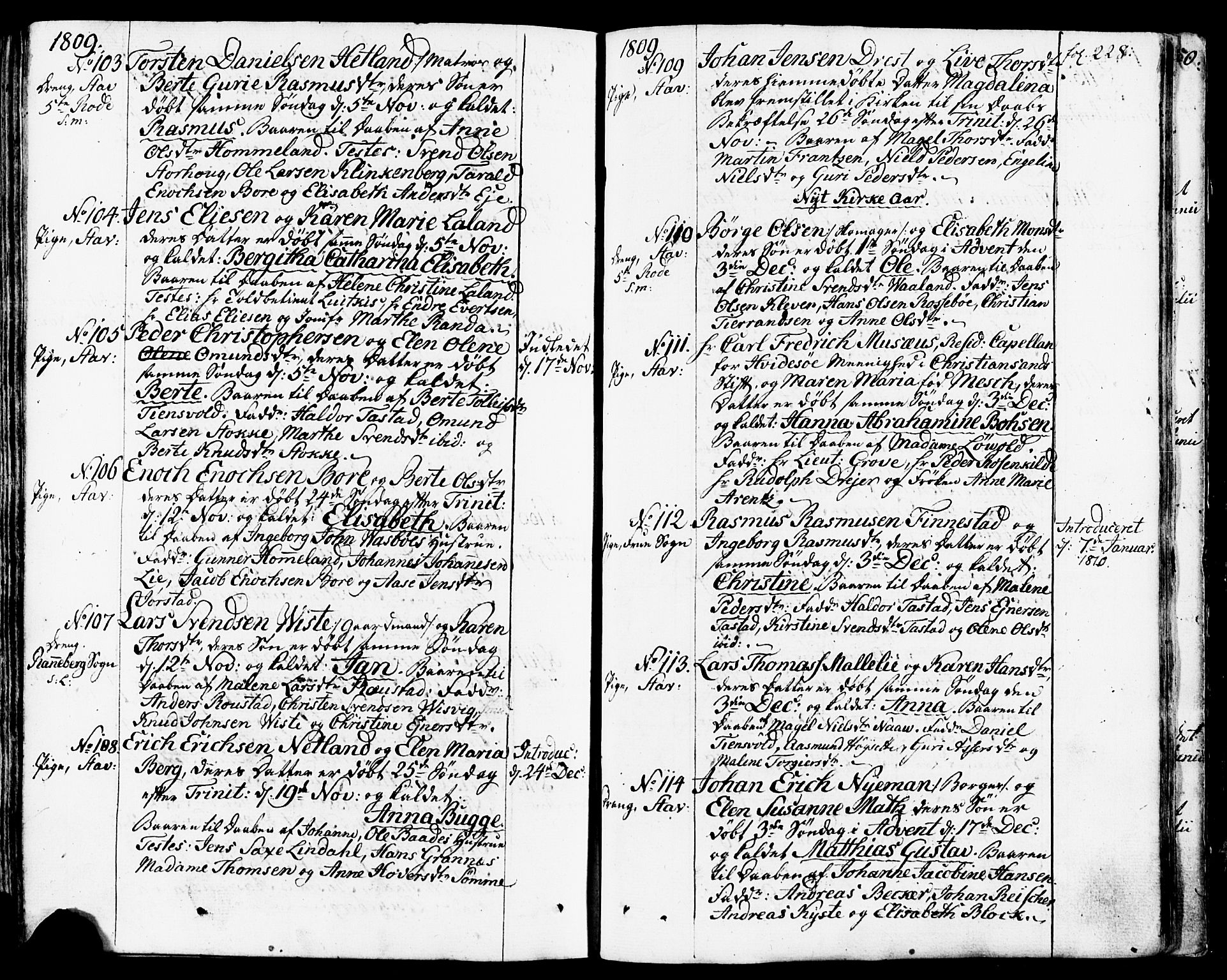 Domkirken sokneprestkontor, AV/SAST-A-101812/001/30/30BB/L0007: Klokkerbok nr. B 7, 1791-1813, s. 228