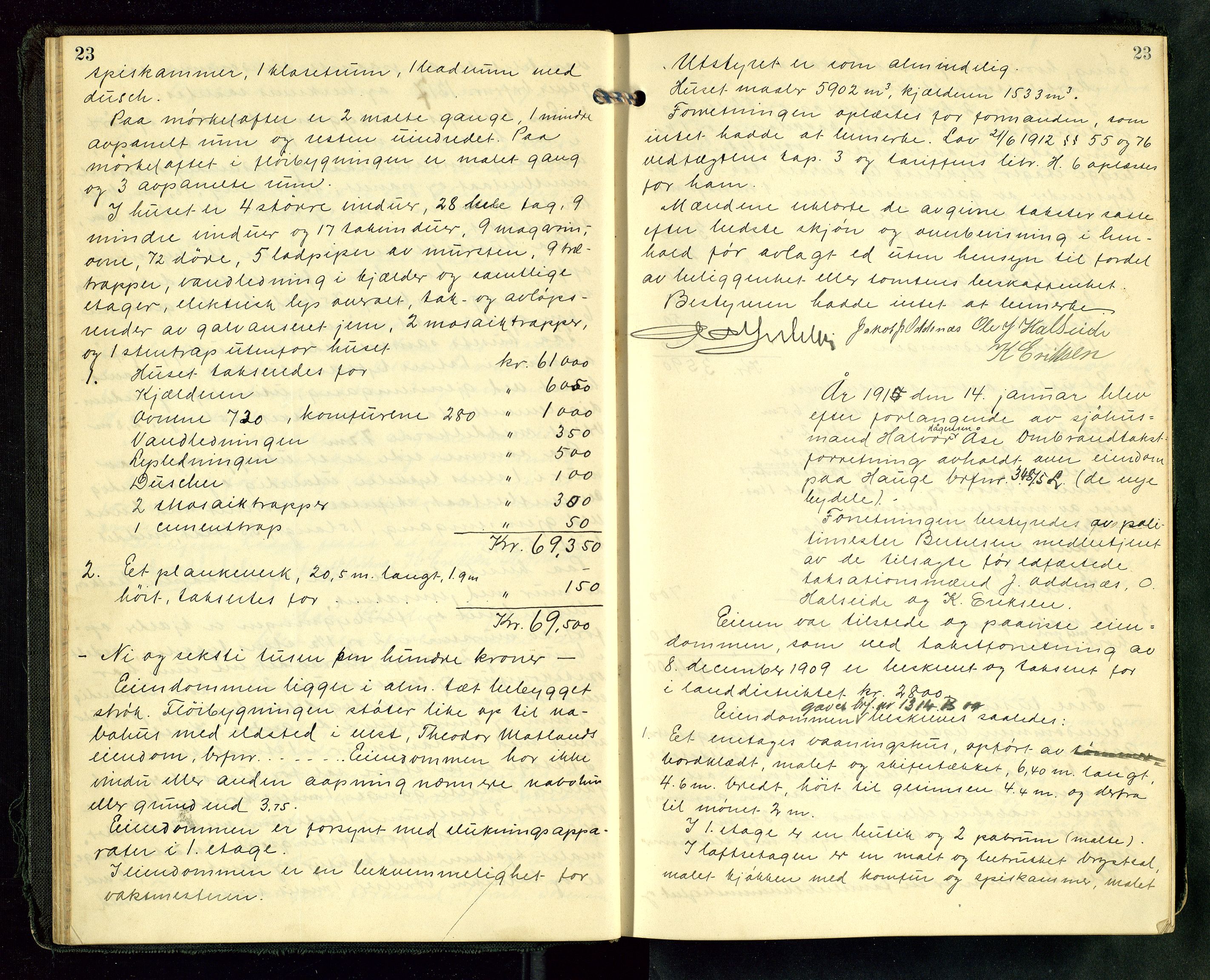 Norges Brannkasse Haugesund, AV/SAST-A-102142/0002/O/L0008: Branntakstprotokoll, 1914-1917, s. 23
