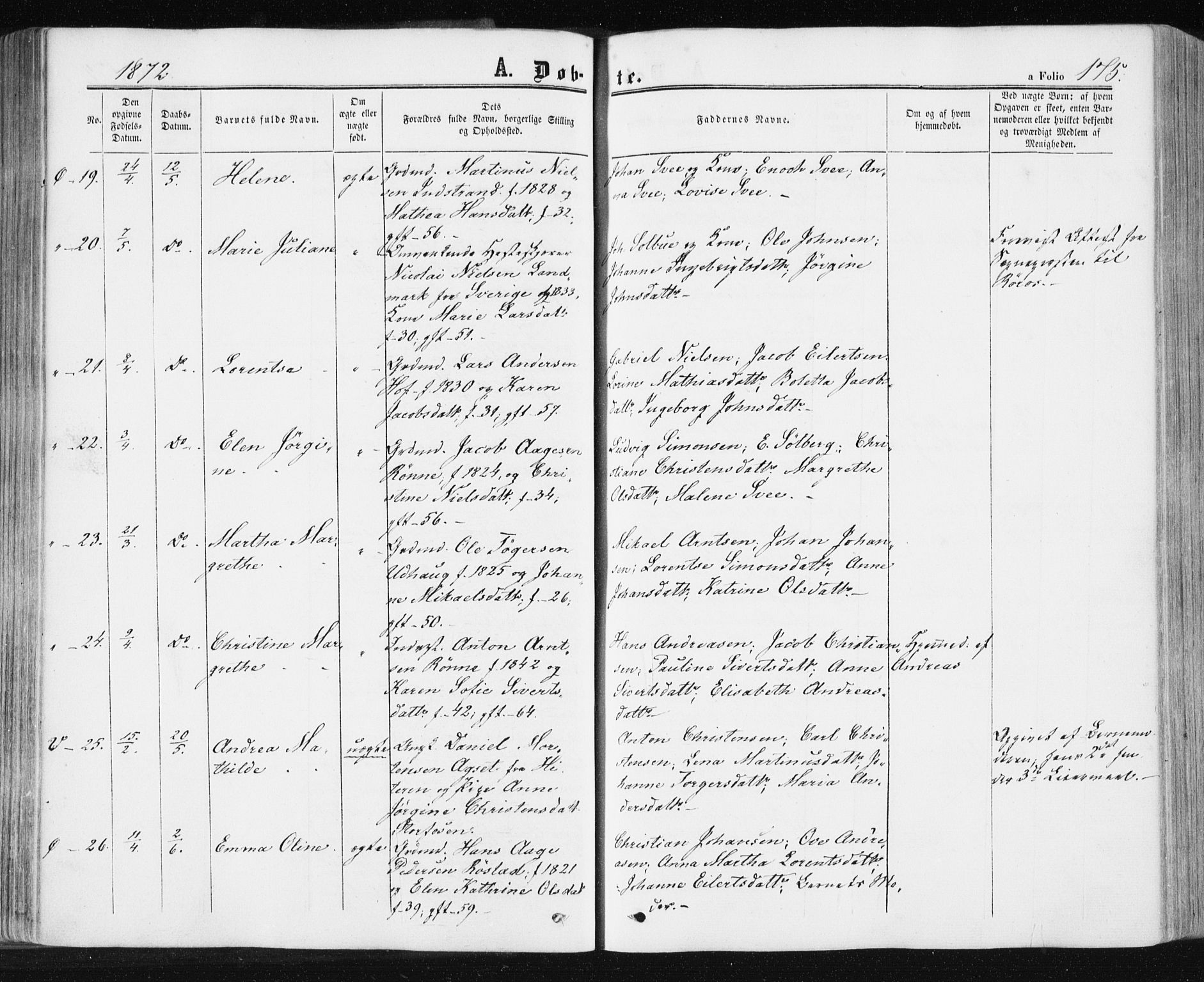 Ministerialprotokoller, klokkerbøker og fødselsregistre - Sør-Trøndelag, SAT/A-1456/659/L0737: Ministerialbok nr. 659A07, 1857-1875, s. 175