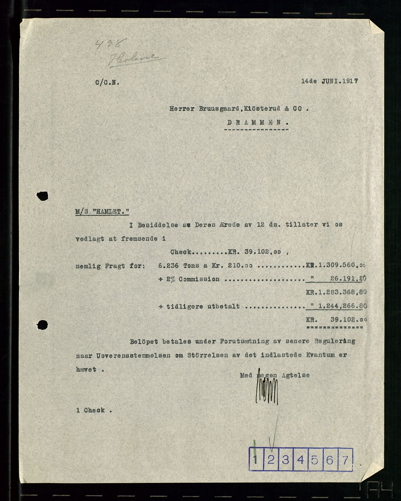 Pa 1521 - A/S Norske Shell, AV/SAST-A-101915/E/Ea/Eaa/L0001: Sjefskorrespondanse, 1917, s. 657