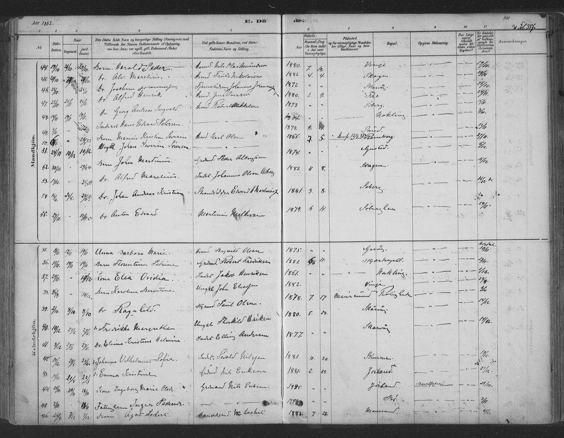 Ministerialprotokoller, klokkerbøker og fødselsregistre - Nordland, SAT/A-1459/891/L1302: Ministerialbok nr. 891A07, 1878-1895, s. 357