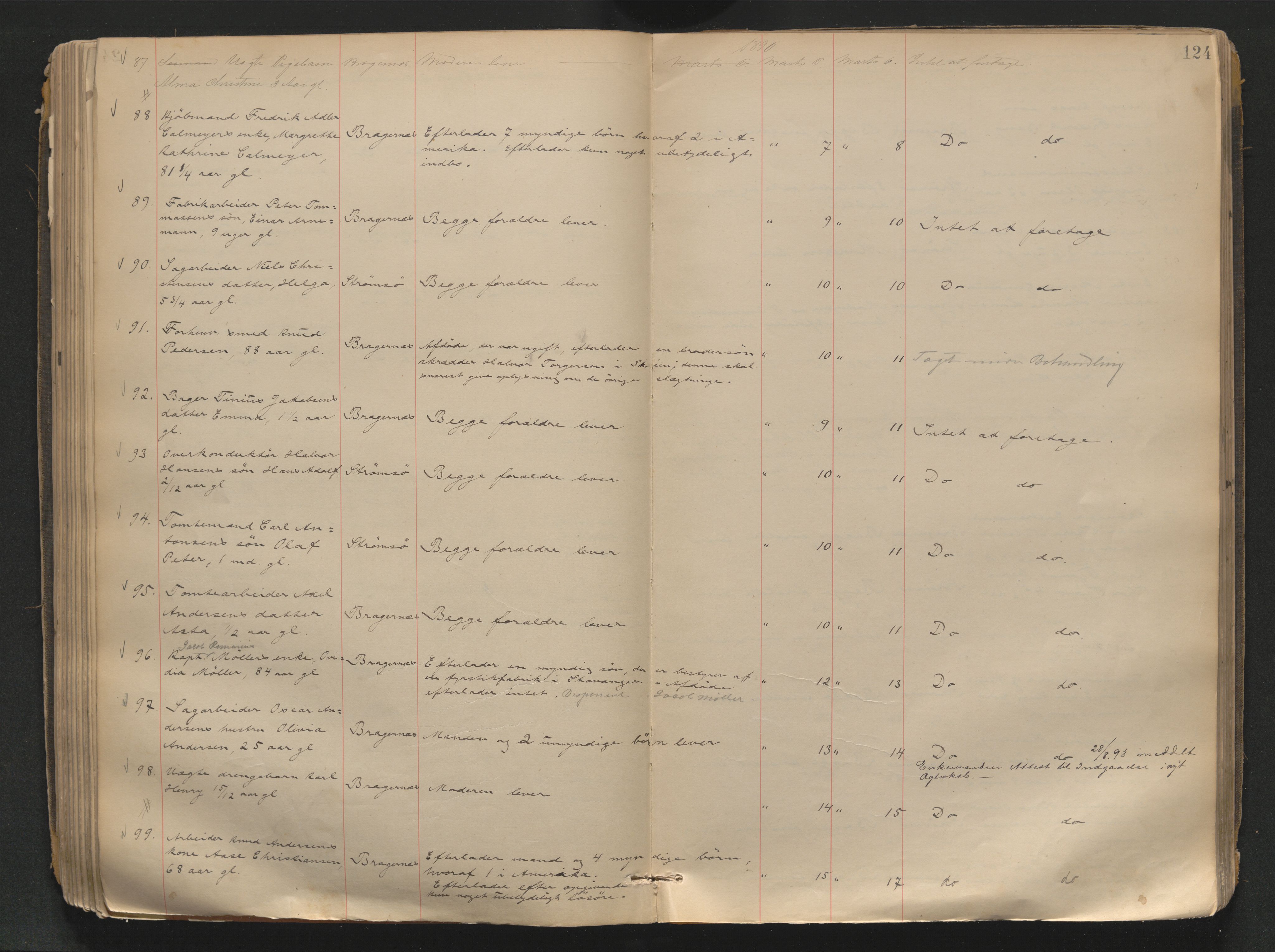 Drammen byfogd, AV/SAKO-A-222/H/Ha/Haa/L0007: Dødsjournal., 1886-1893, s. 124