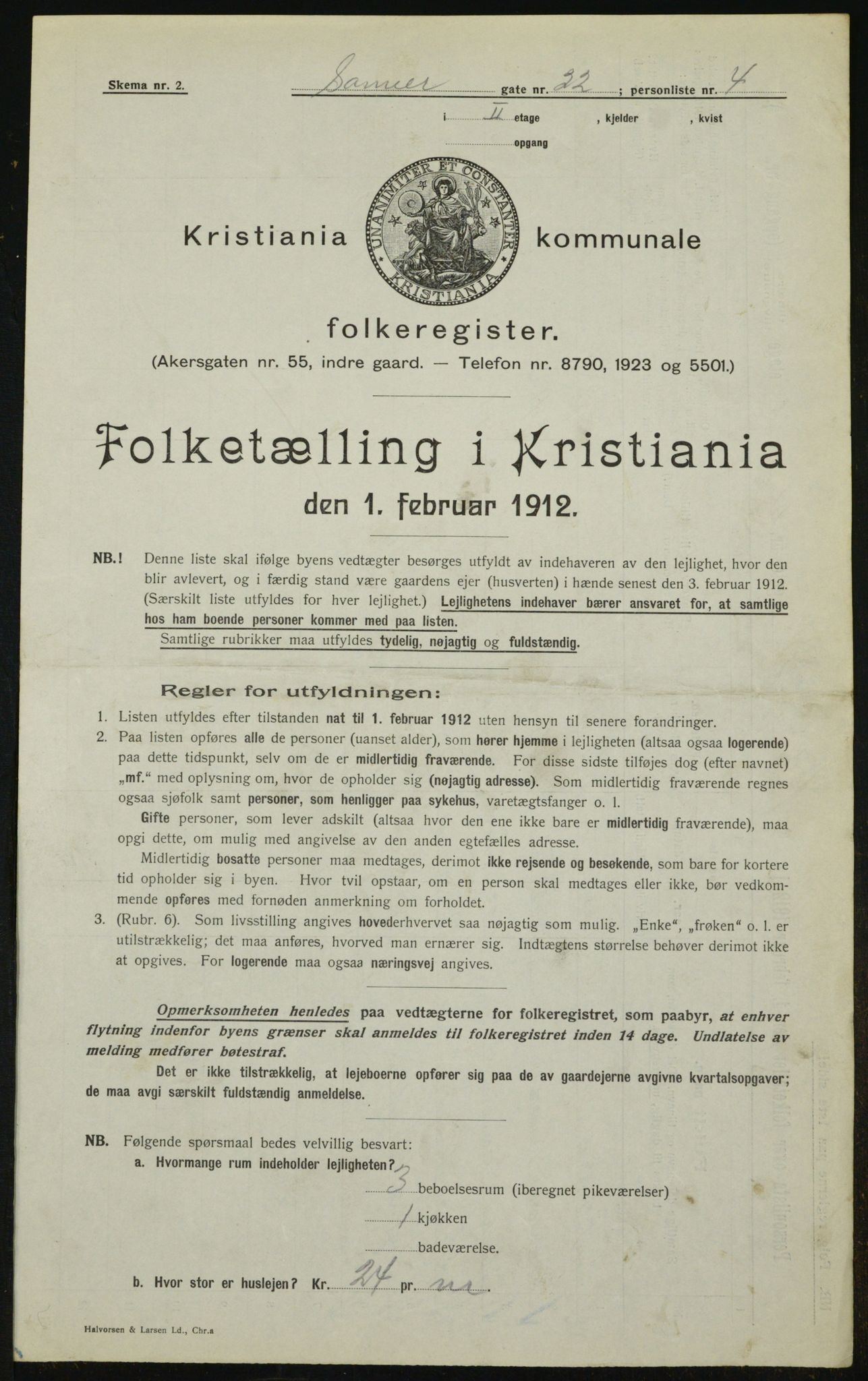 OBA, Kommunal folketelling 1.2.1912 for Kristiania, 1912, s. 76017