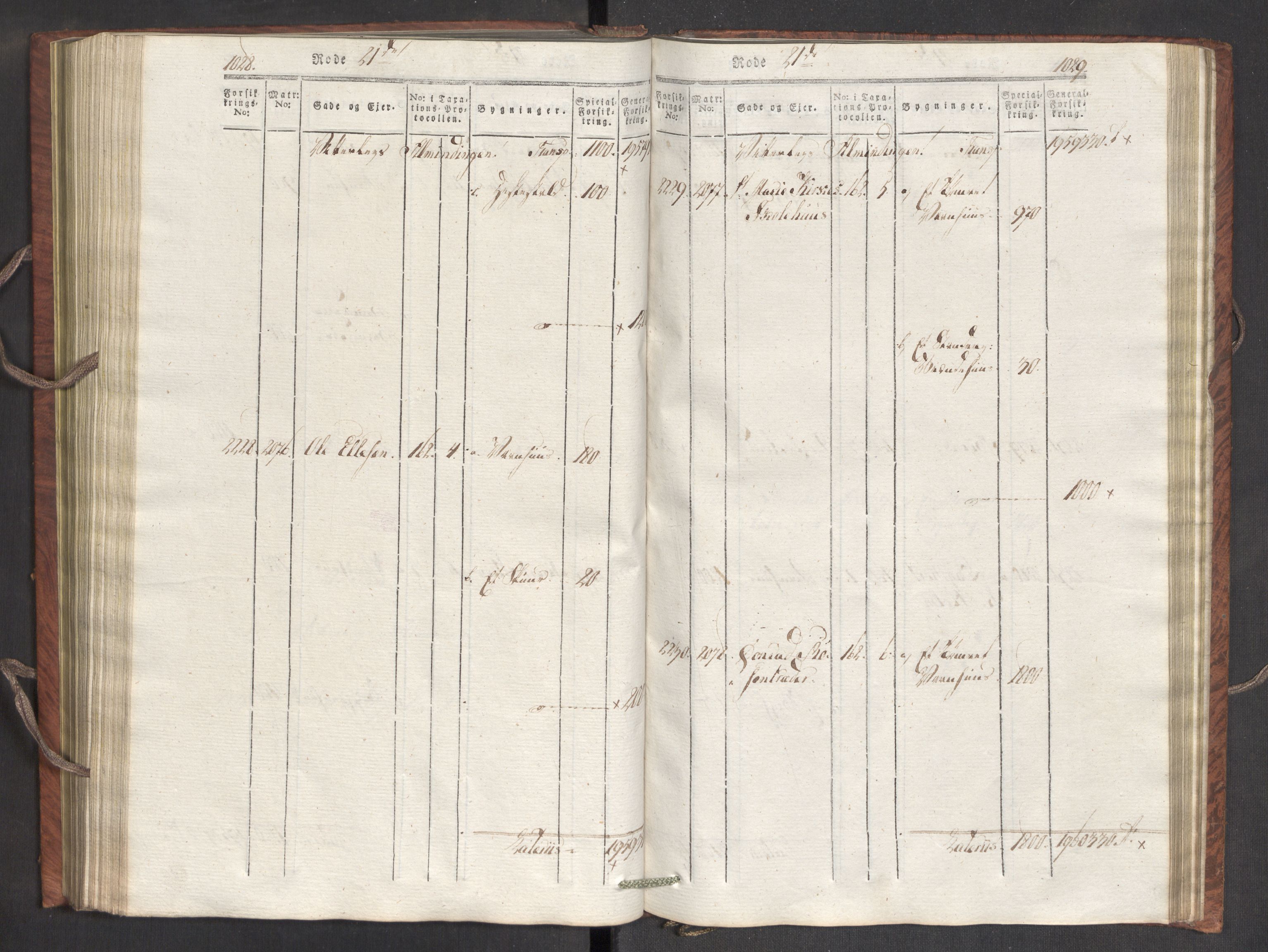 Kommersekollegiet, Brannforsikringskontoret 1767-1814, RA/EA-5458/F/Fa/L0007/0002: Bergen / Branntakstprotokoll, 1807-1817, s. 1028-1029