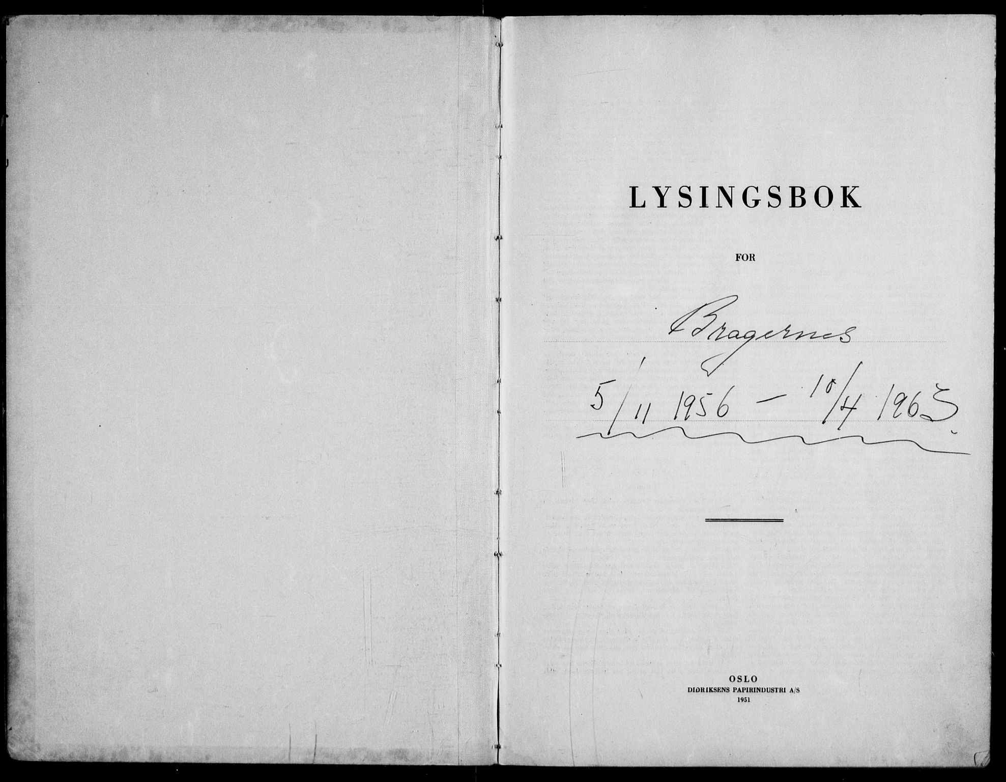 Bragernes kirkebøker, SAKO/A-6/H/Ha/L0018: Lysningsprotokoll nr. 18, 1956-1963