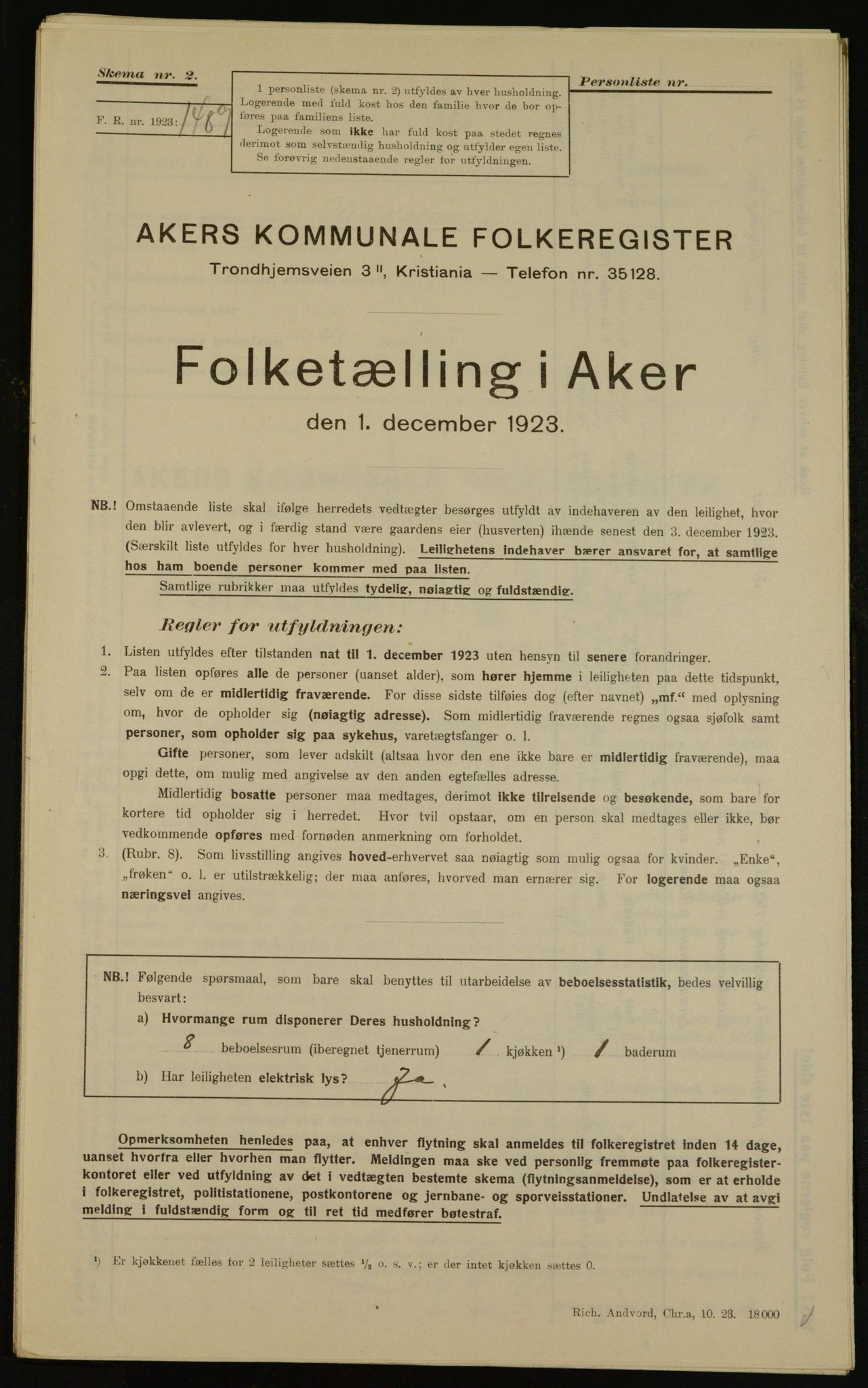 , Kommunal folketelling 1.12.1923 for Aker, 1923, s. 17204