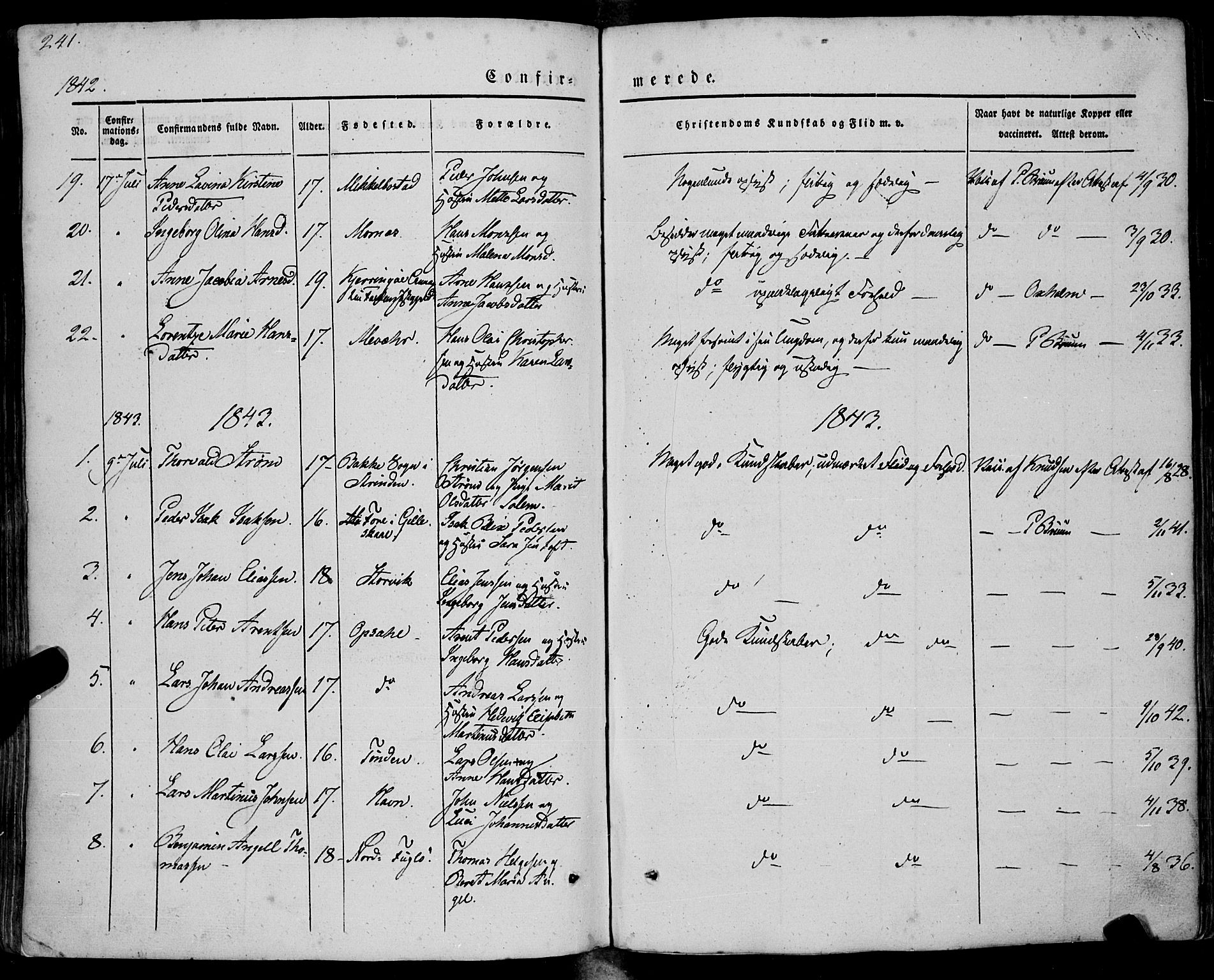Ministerialprotokoller, klokkerbøker og fødselsregistre - Nordland, AV/SAT-A-1459/805/L0097: Ministerialbok nr. 805A04, 1837-1861, s. 241