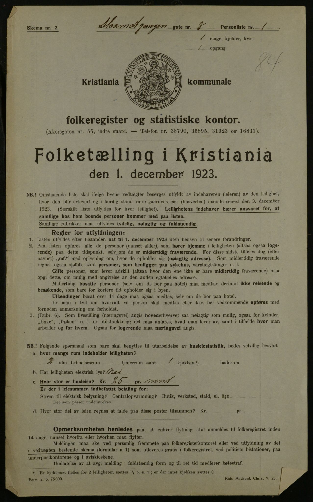 OBA, Kommunal folketelling 1.12.1923 for Kristiania, 1923, s. 107080