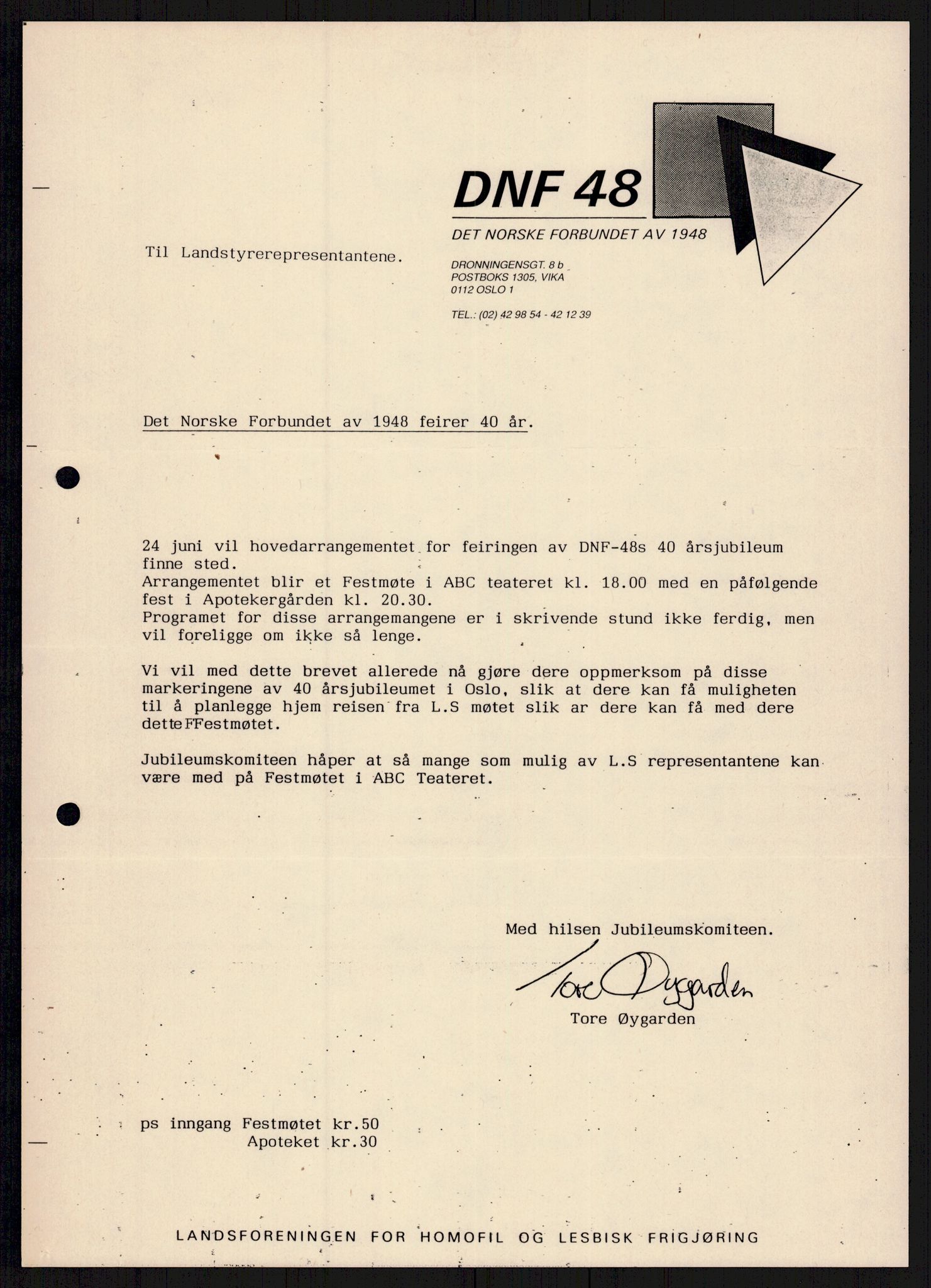 Det Norske Forbundet av 1948/Landsforeningen for Lesbisk og Homofil Frigjøring, AV/RA-PA-1216/A/Ag/L0003: Tillitsvalgte og medlemmer, 1952-1992, s. 1261