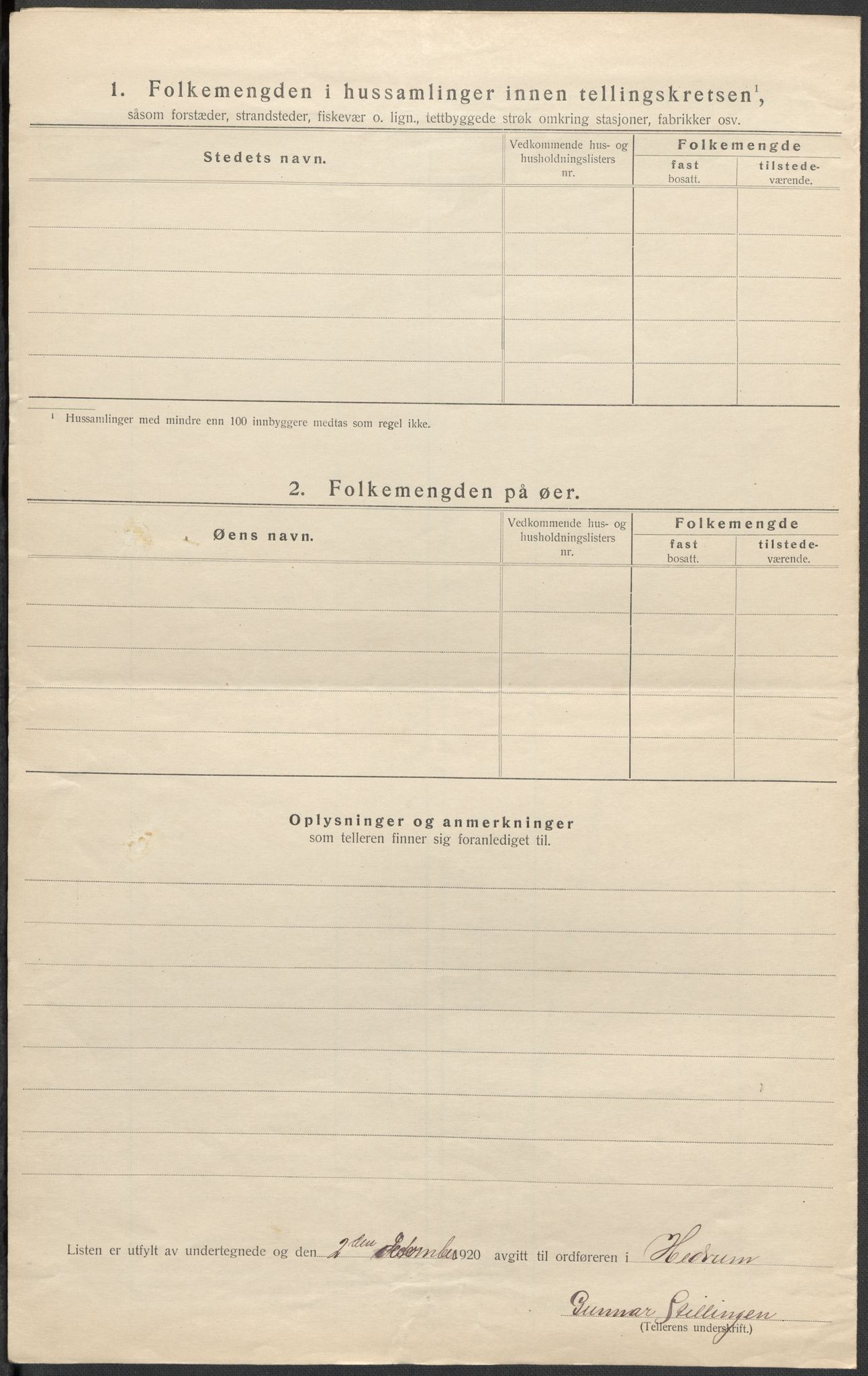 SAKO, Folketelling 1920 for 0727 Hedrum herred, 1920, s. 22