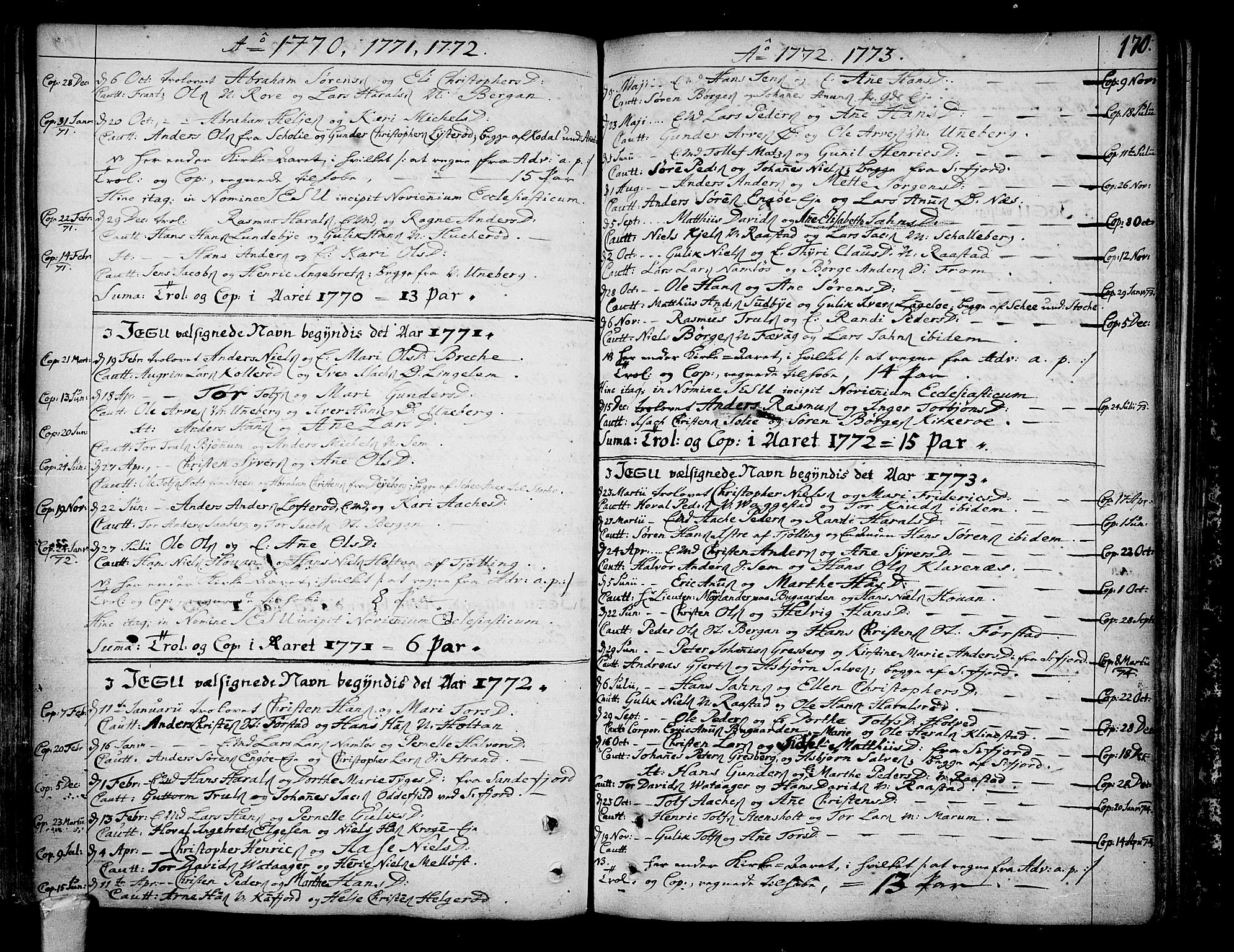 Sandar kirkebøker, AV/SAKO-A-243/F/Fa/L0002: Ministerialbok nr. 2, 1733-1788, s. 170