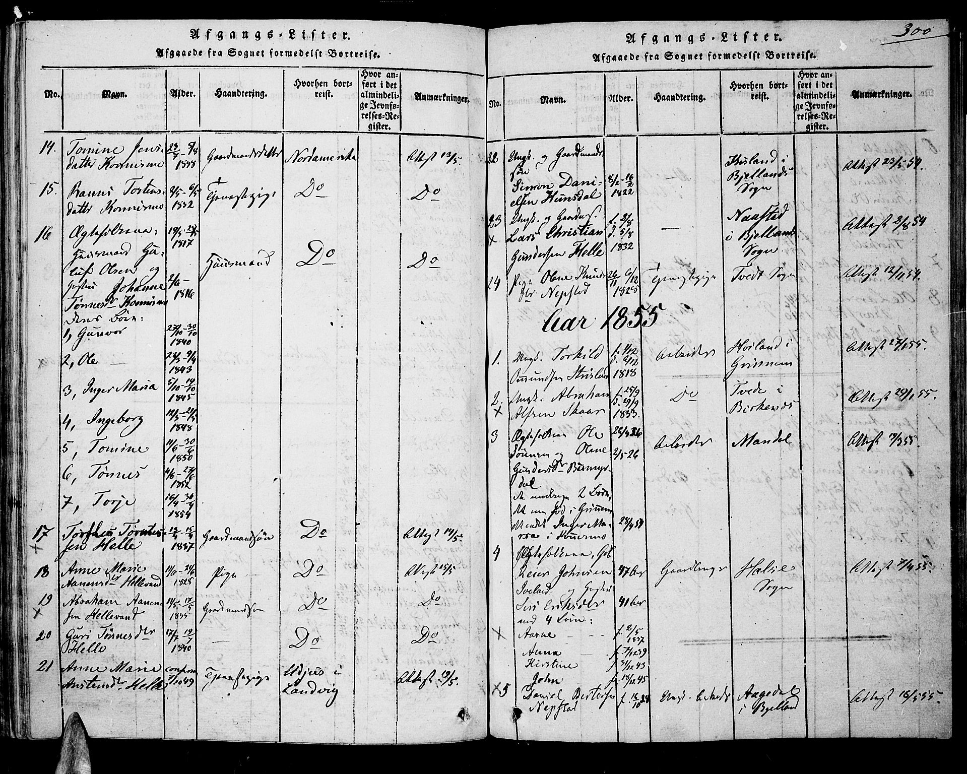 Nord-Audnedal sokneprestkontor, AV/SAK-1111-0032/F/Fa/Faa/L0001: Ministerialbok nr. A 1, 1815-1856, s. 300