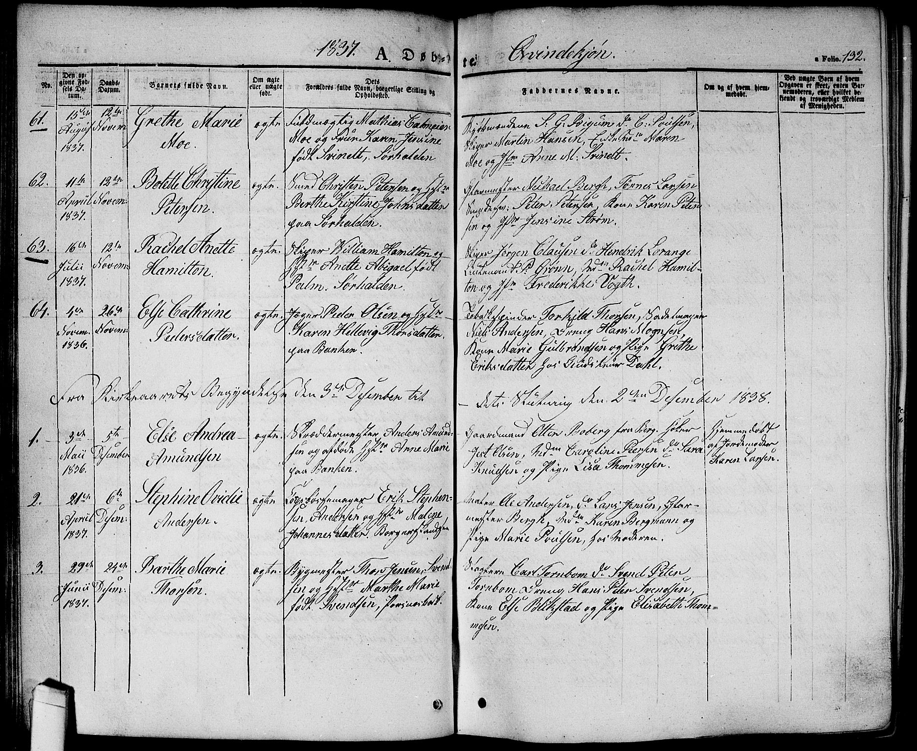Halden prestekontor Kirkebøker, AV/SAO-A-10909/G/Ga/L0003: Klokkerbok nr. 3, 1834-1844, s. 132