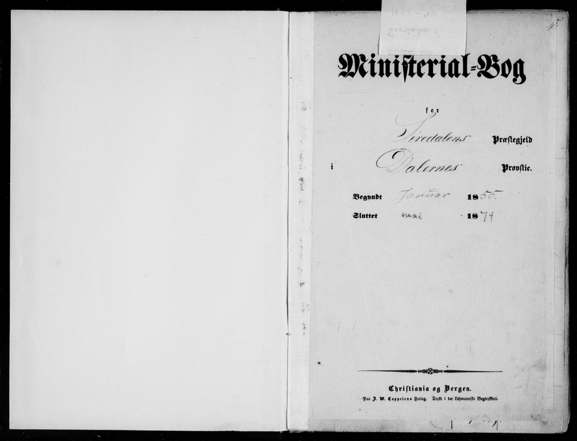 Sirdal sokneprestkontor, AV/SAK-1111-0036/F/Fa/Fab/L0002: Ministerialbok nr. A 2, 1855-1874