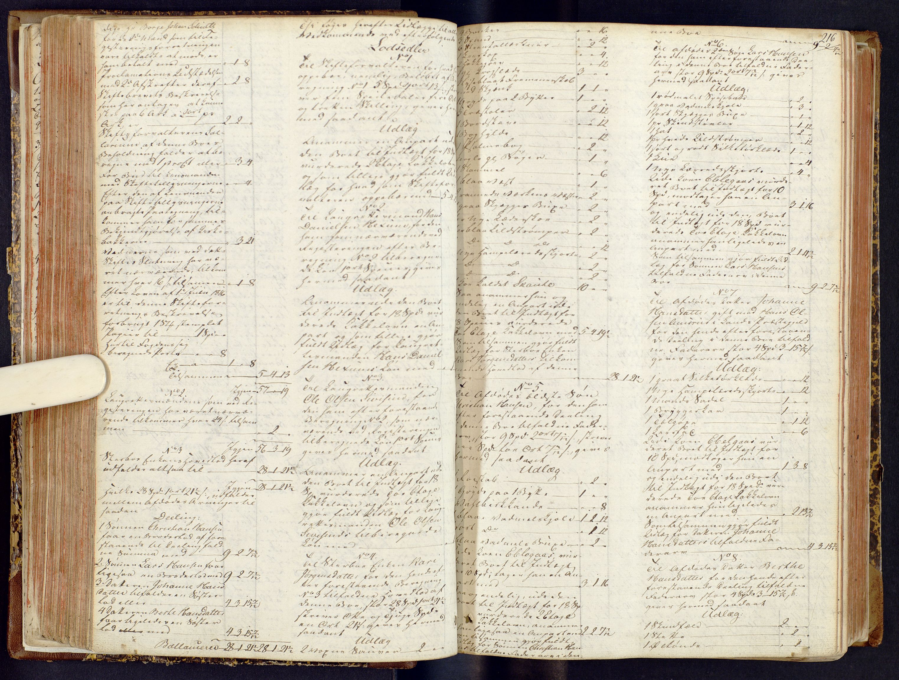 Toten tingrett, SAH/TING-006/J/Jd/L0004: Skifteutlodningsprotokoll - Toten, 1816-1825, s. 215b-216a