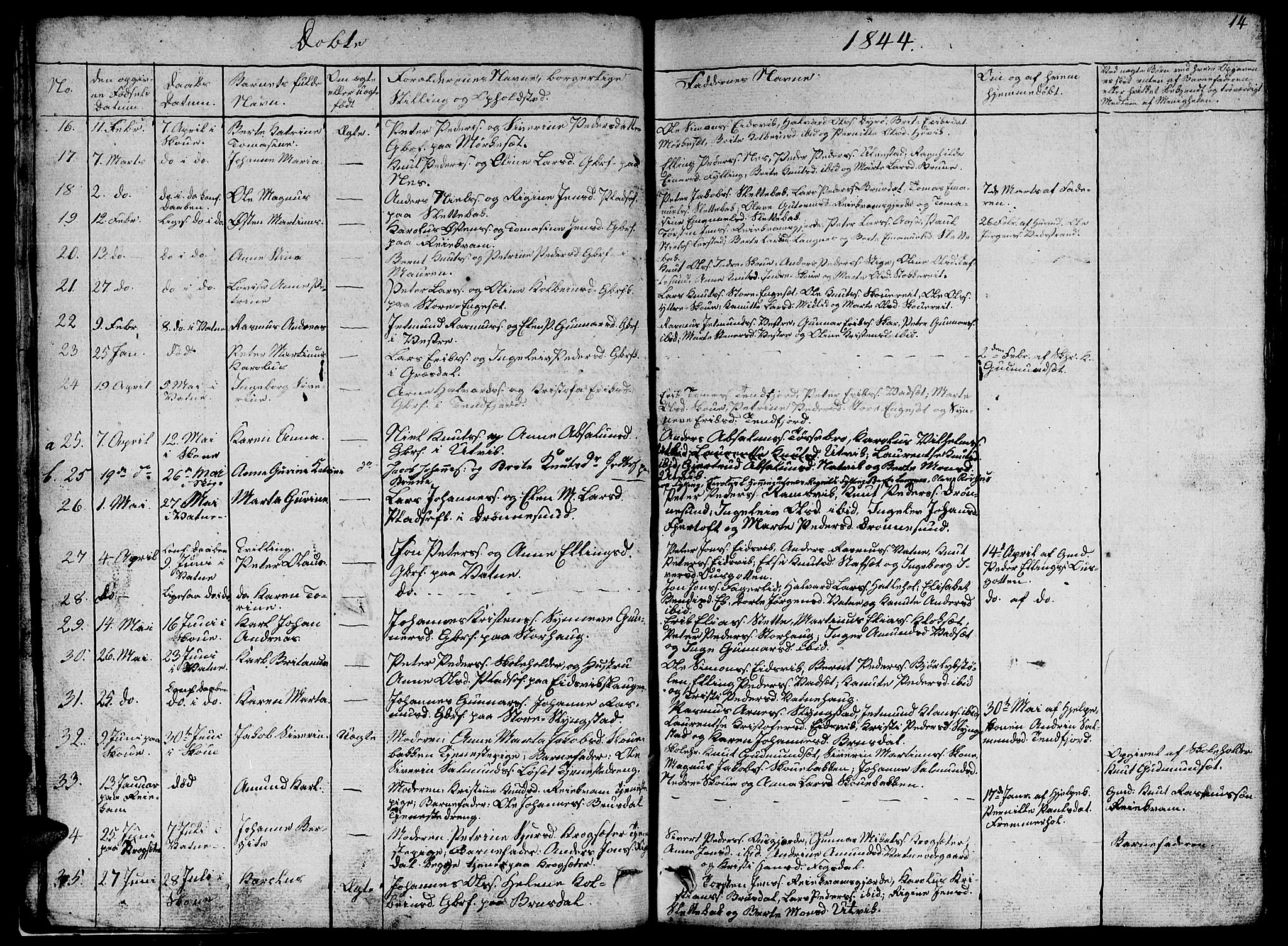 Ministerialprotokoller, klokkerbøker og fødselsregistre - Møre og Romsdal, SAT/A-1454/524/L0362: Klokkerbok nr. 524C03, 1840-1854, s. 14