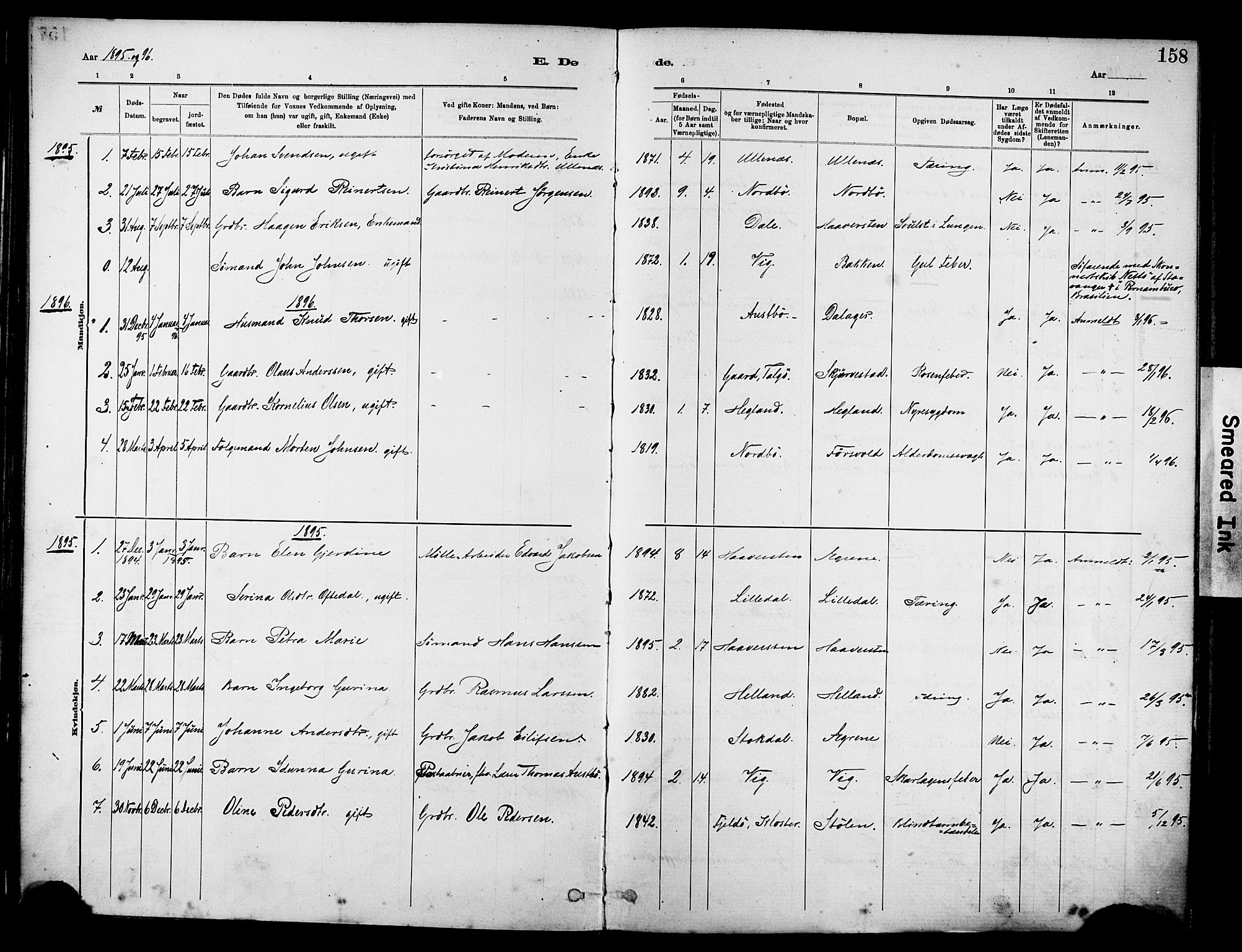 Rennesøy sokneprestkontor, SAST/A -101827/H/Ha/Haa/L0012: Ministerialbok nr. A 13, 1885-1917, s. 158