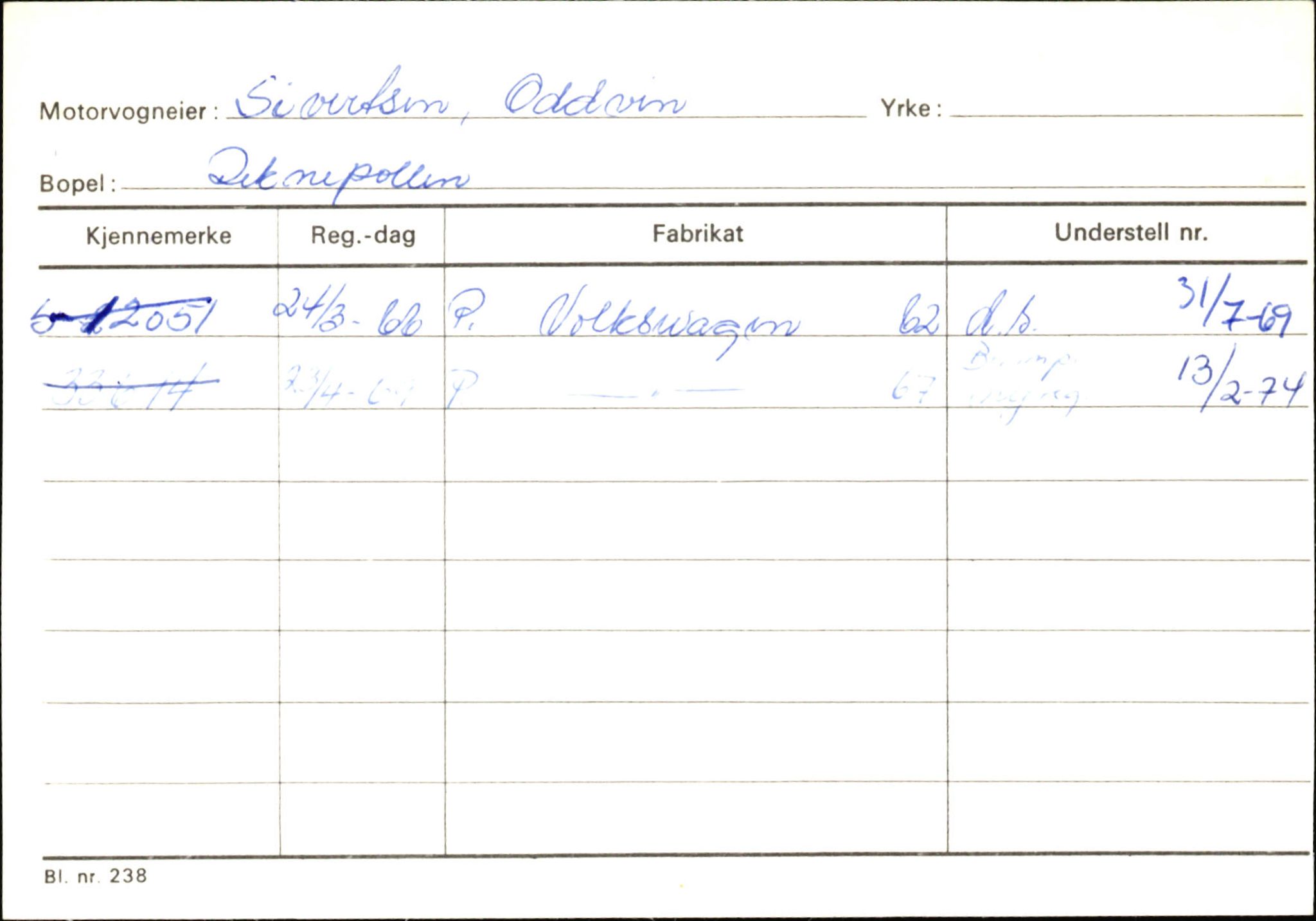 Statens vegvesen, Sogn og Fjordane vegkontor, AV/SAB-A-5301/4/F/L0145: Registerkort Vågsøy S-Å. Årdal I-P, 1945-1975, s. 73