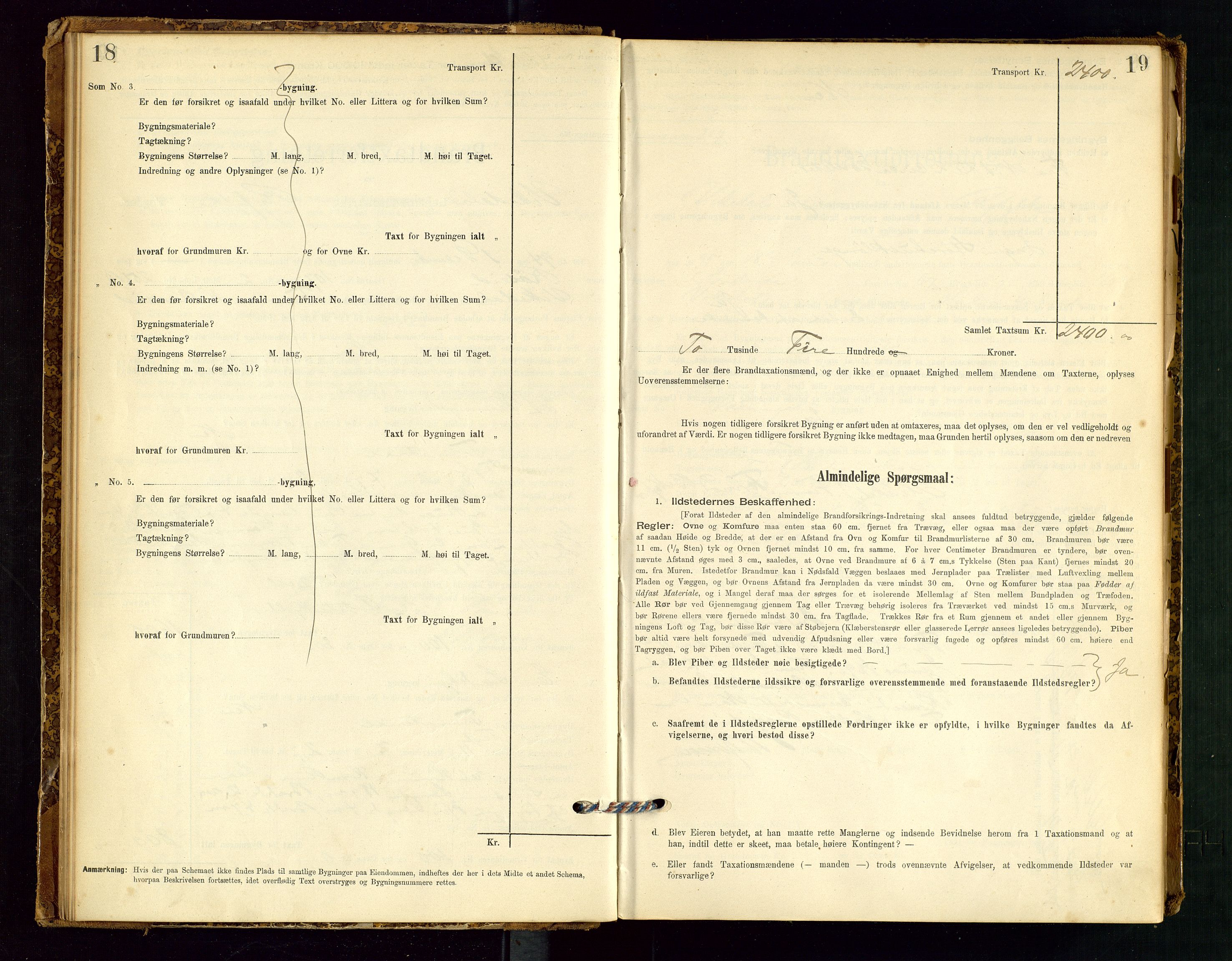 Vikedal lensmannskontor, AV/SAST-A-100179/Gob/L0004: Branntakstprotokoll, 1894-1952, s. 18-19