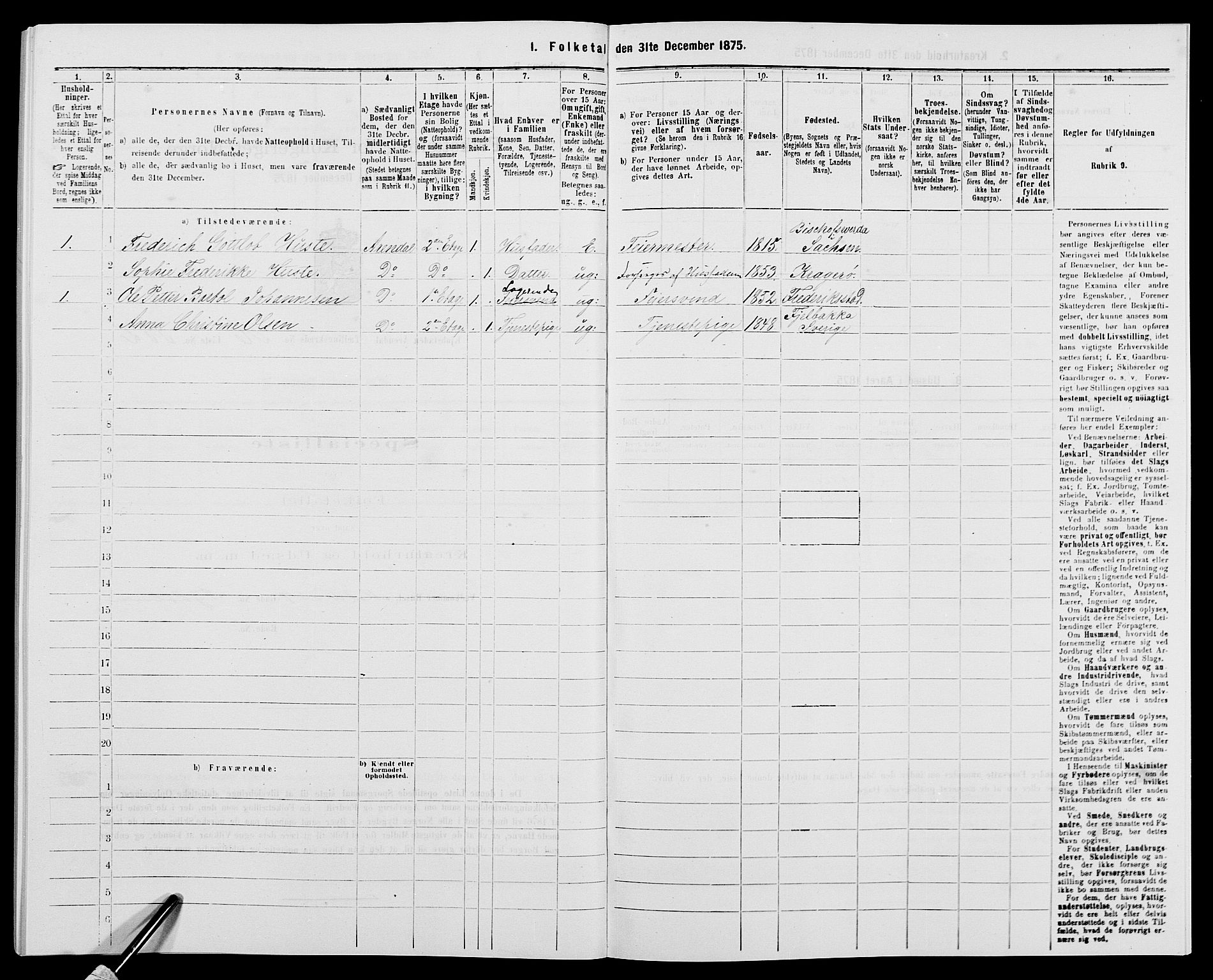 SAK, Folketelling 1875 for 0903P Arendal prestegjeld, 1875, s. 812