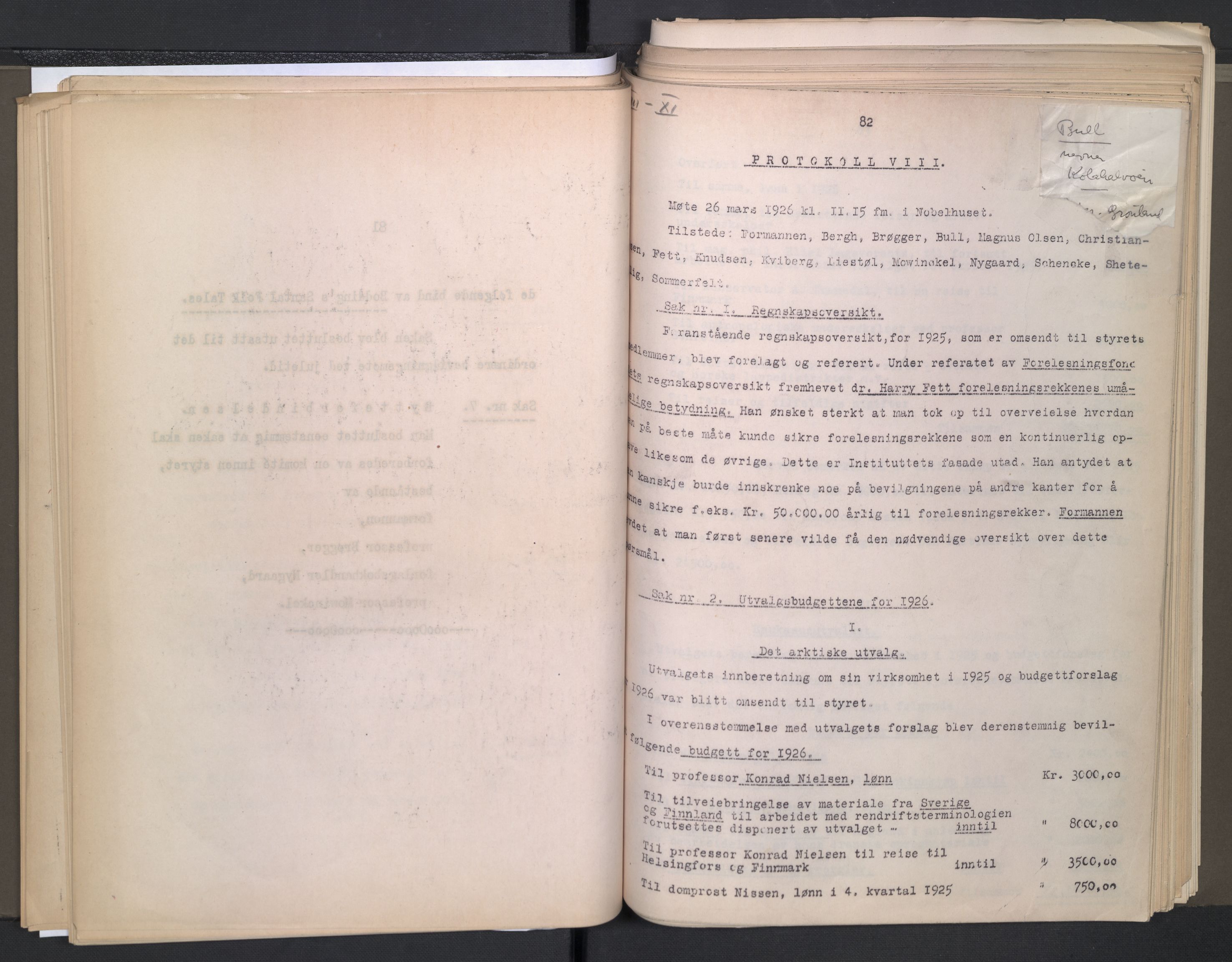 Instituttet for sammenlignende kulturforskning, AV/RA-PA-0424/A/L0005: Styreprotokoll, 1923-1930, s. 82