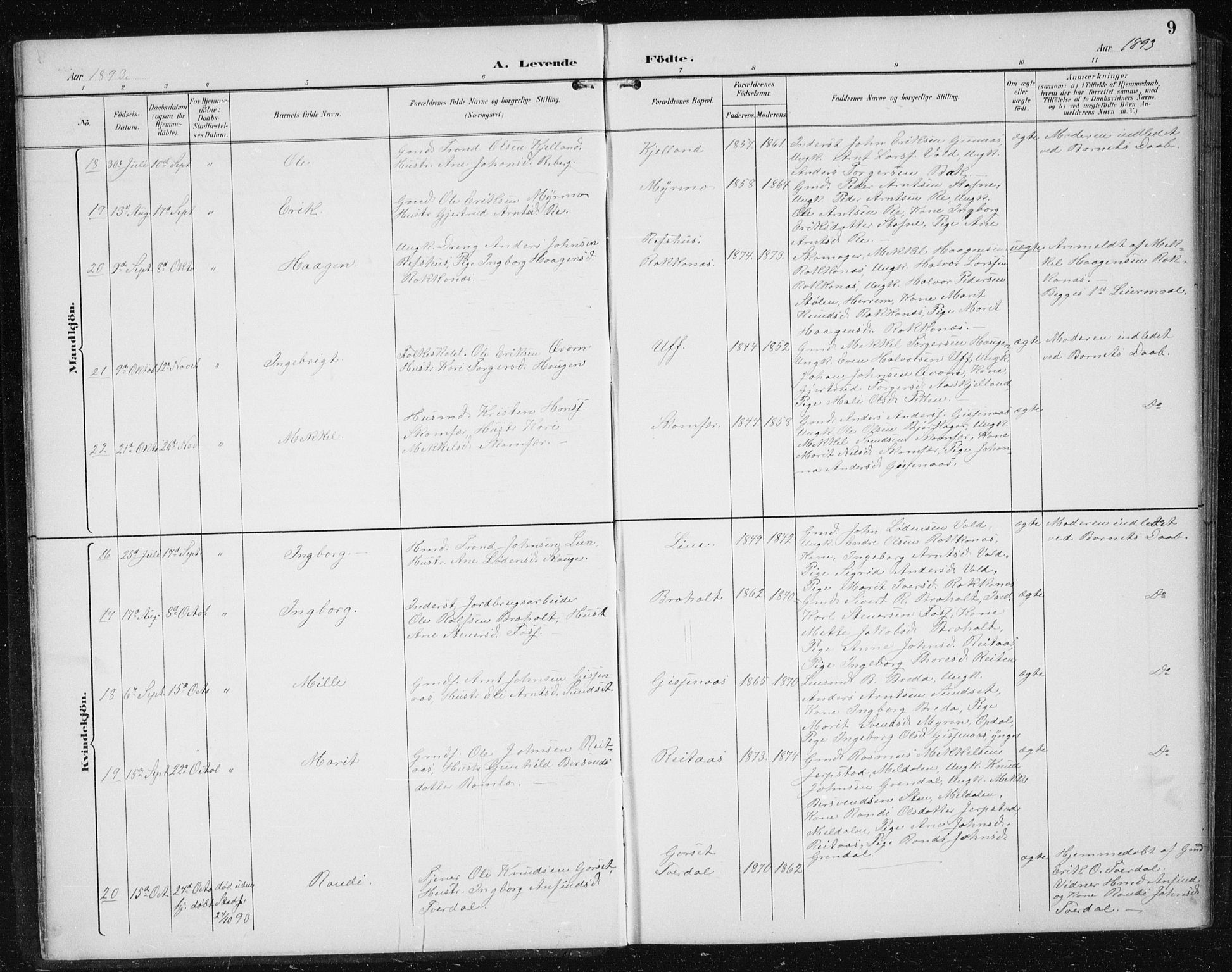 Ministerialprotokoller, klokkerbøker og fødselsregistre - Sør-Trøndelag, AV/SAT-A-1456/674/L0876: Klokkerbok nr. 674C03, 1892-1912, s. 9