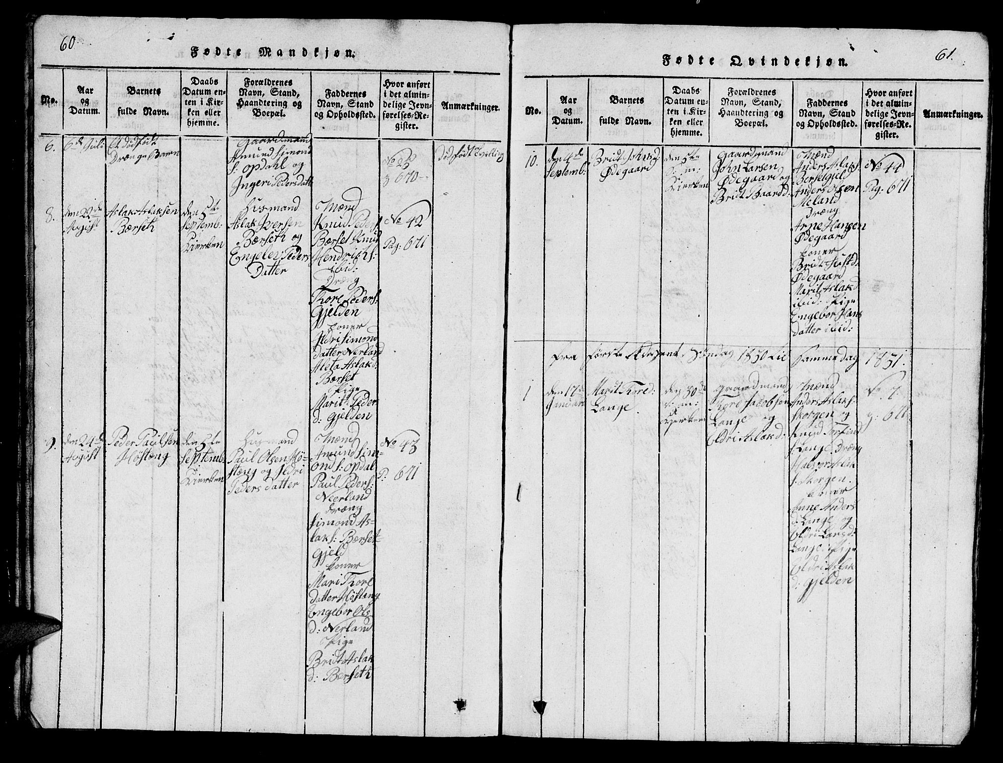 Ministerialprotokoller, klokkerbøker og fødselsregistre - Møre og Romsdal, SAT/A-1454/554/L0644: Klokkerbok nr. 554C01, 1818-1851, s. 60-61