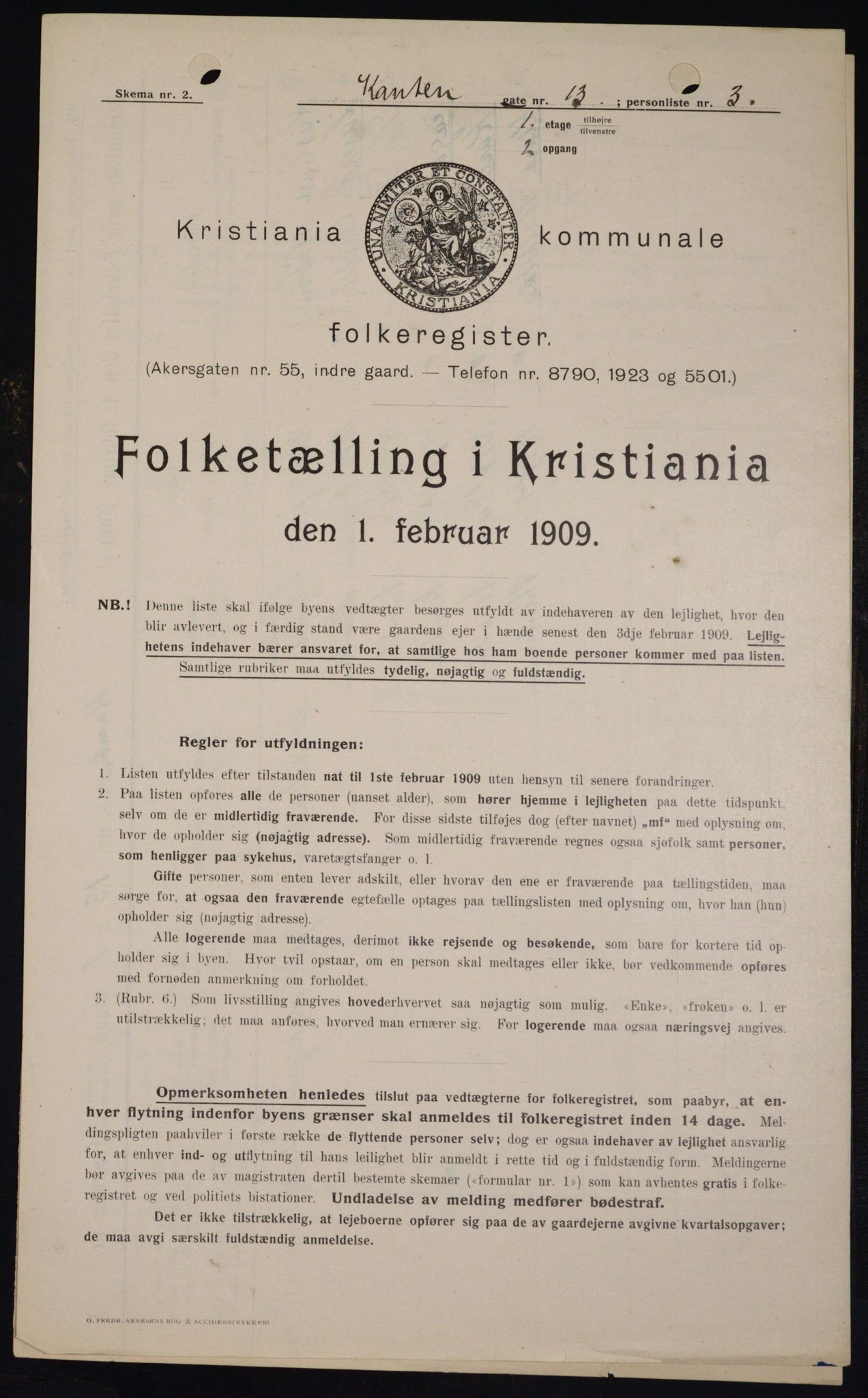 OBA, Kommunal folketelling 1.2.1909 for Kristiania kjøpstad, 1909, s. 44066