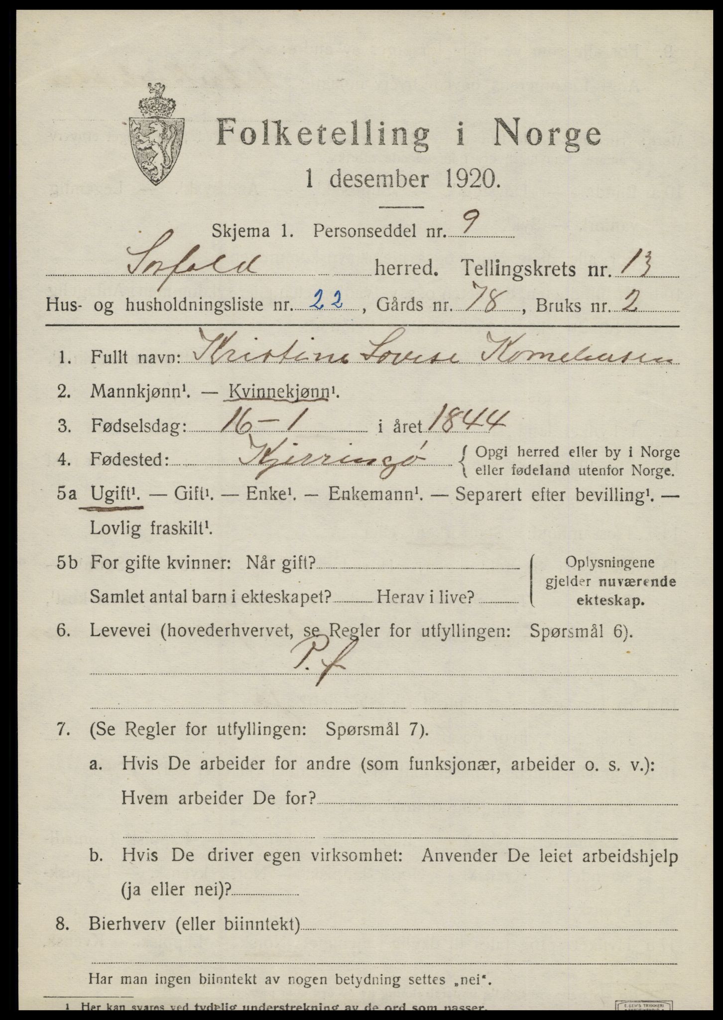 SAT, Folketelling 1920 for 1845 Sørfold herred, 1920, s. 6727