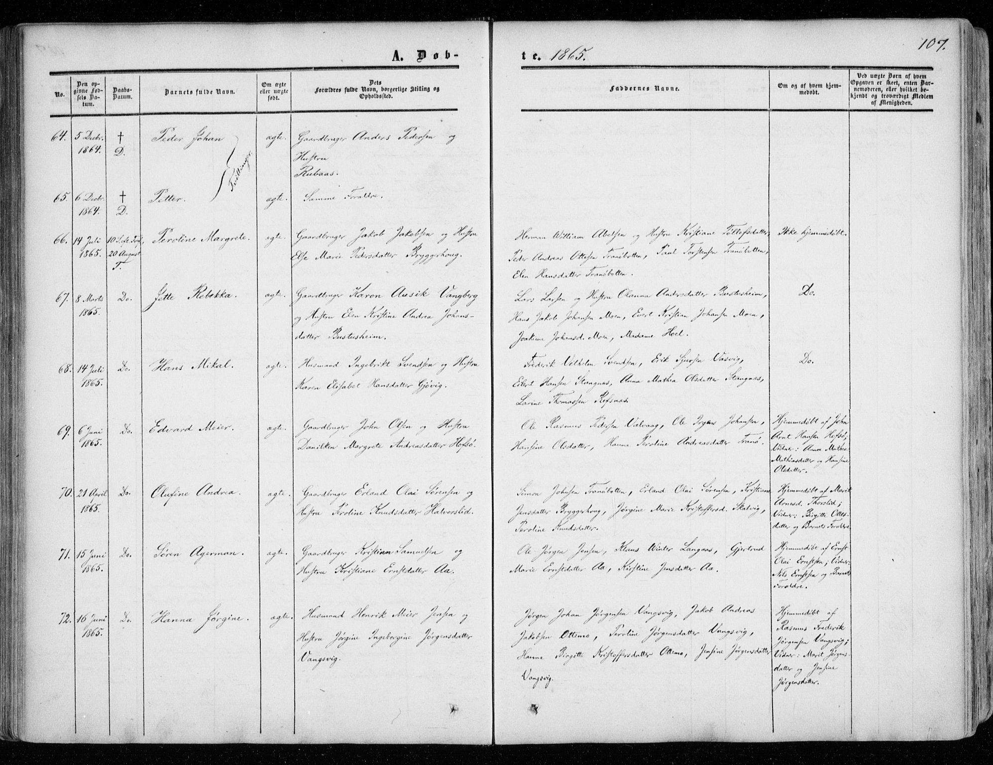 Tranøy sokneprestkontor, SATØ/S-1313/I/Ia/Iaa/L0007kirke: Ministerialbok nr. 7, 1856-1866, s. 107