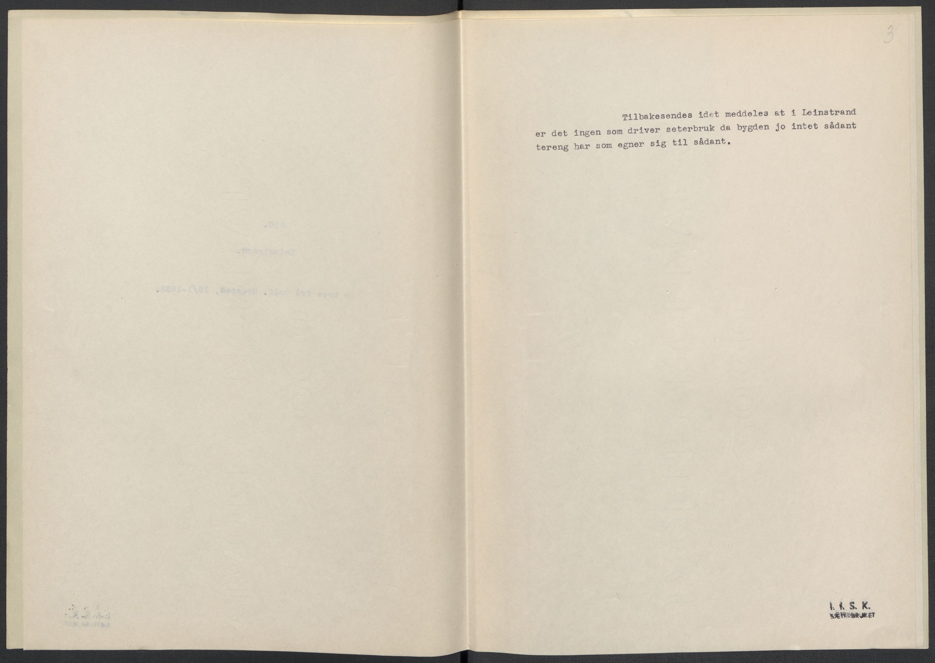 Instituttet for sammenlignende kulturforskning, AV/RA-PA-0424/F/Fc/L0014/0003: Eske B14: / Sør-Trøndelag (perm XLI), 1933-1935, s. 3