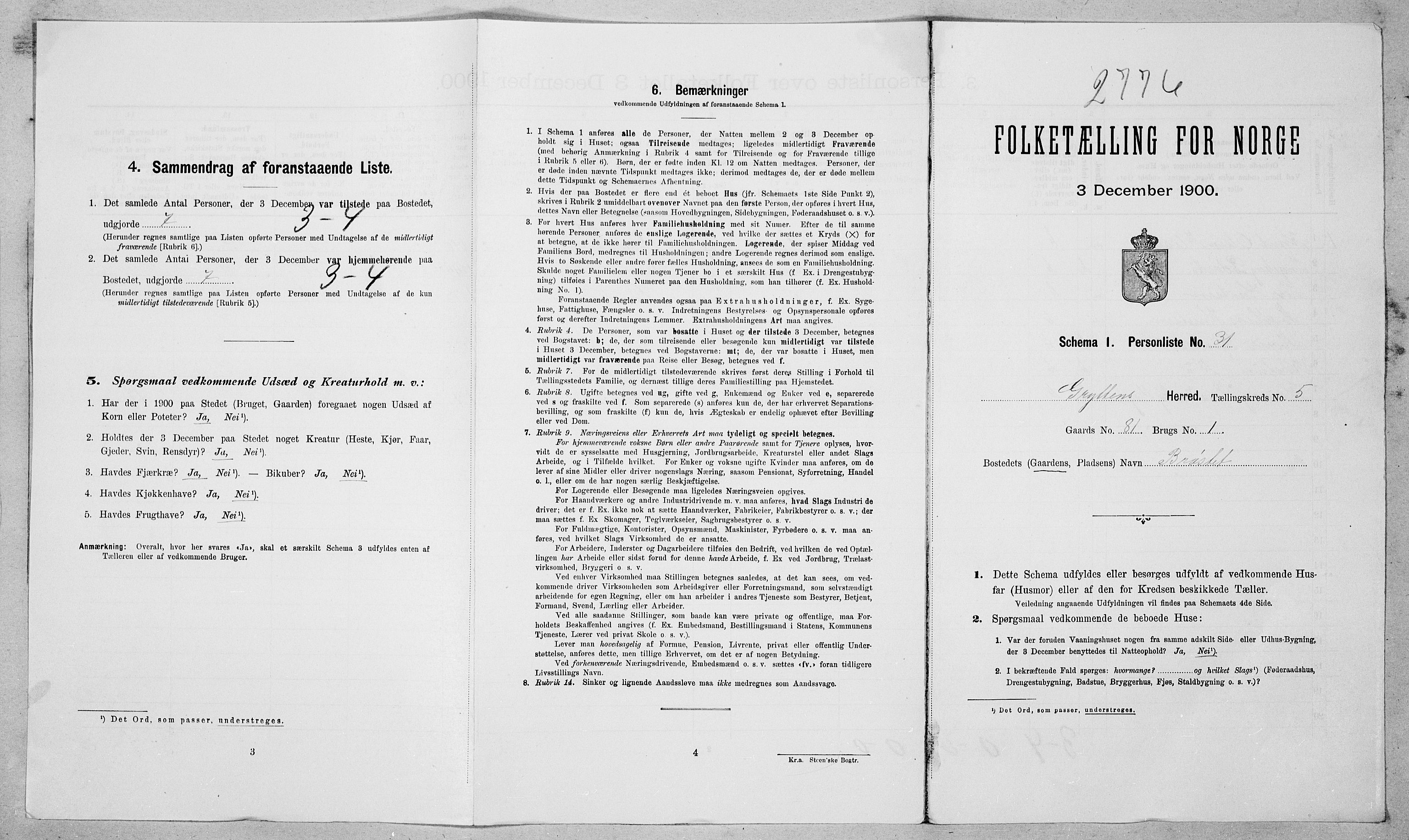 SAT, Folketelling 1900 for 1539 Grytten herred, 1900, s. 611