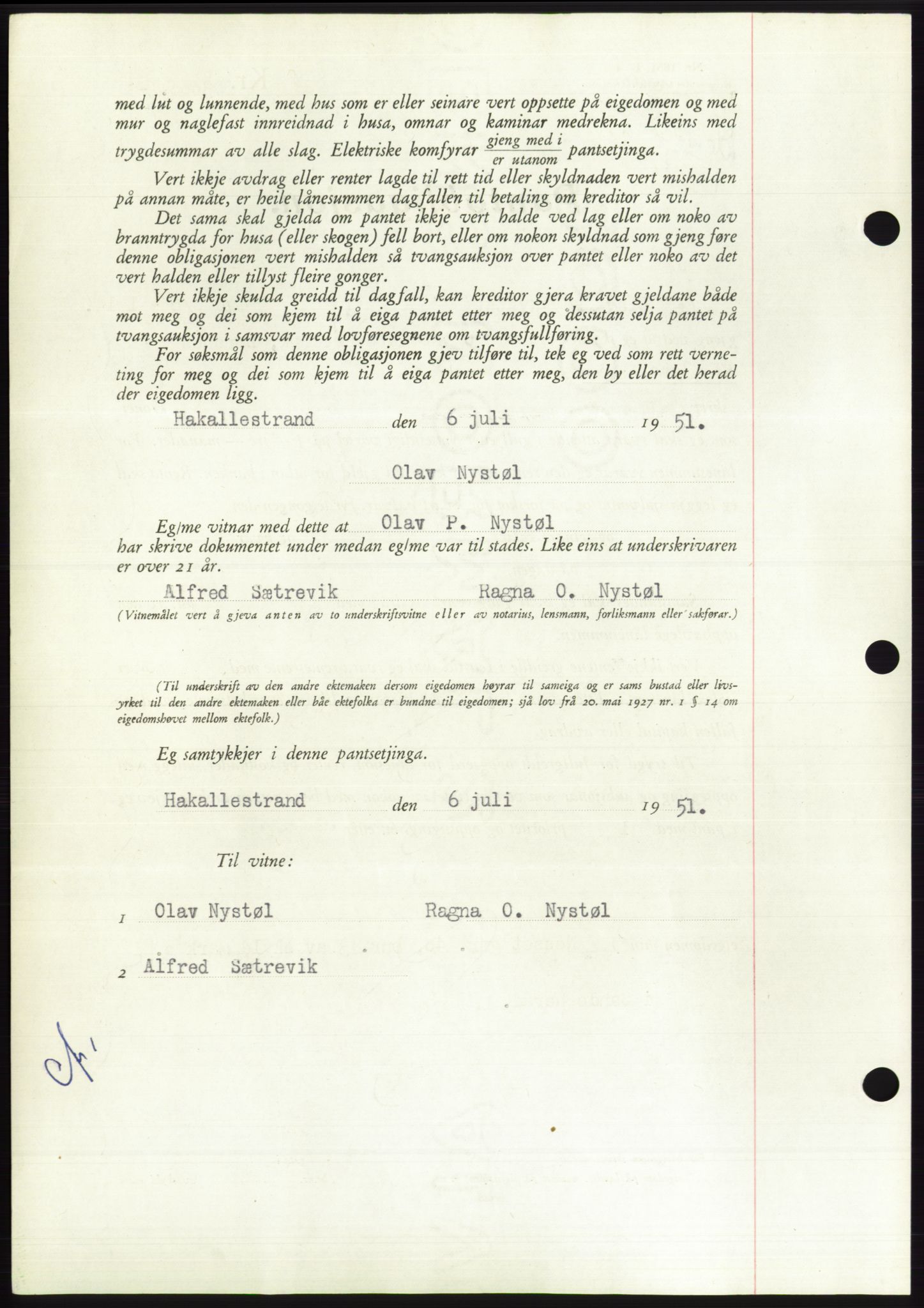 Søre Sunnmøre sorenskriveri, AV/SAT-A-4122/1/2/2C/L0120: Pantebok nr. 8B, 1951-1951, Dagboknr: 1314/1951
