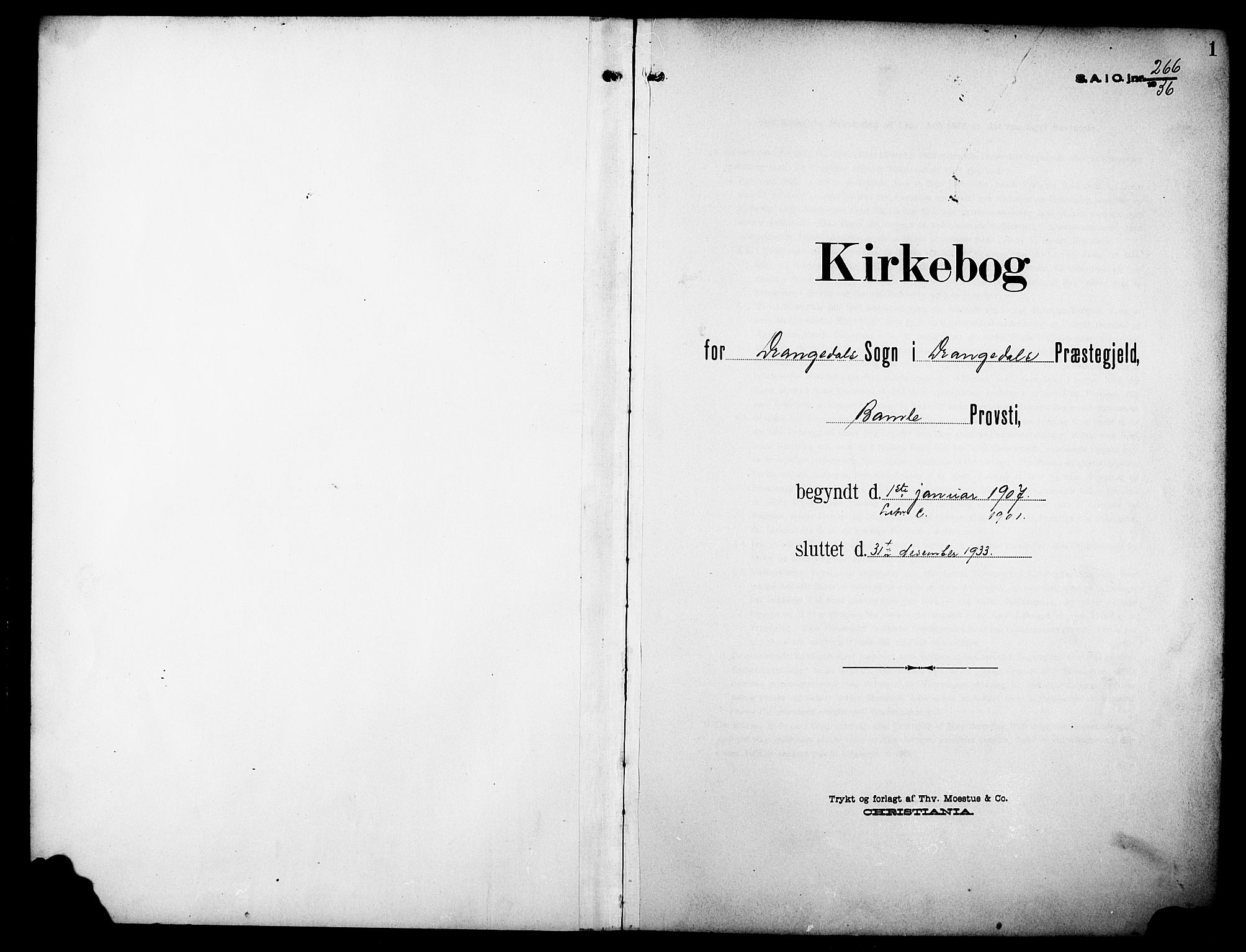Drangedal kirkebøker, AV/SAKO-A-258/G/Ga/L0004: Klokkerbok nr. I 4, 1901-1933, s. 1