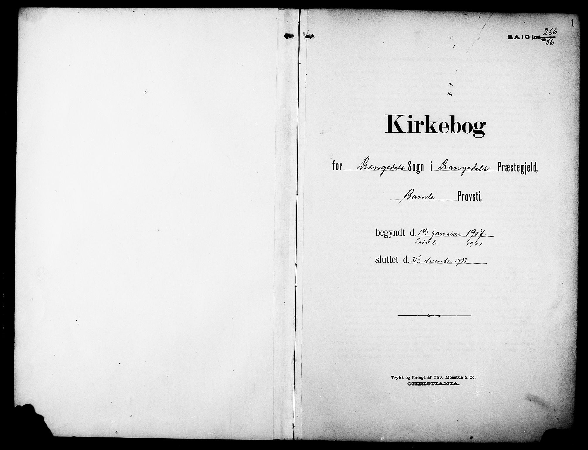 Drangedal kirkebøker, SAKO/A-258/G/Ga/L0004: Klokkerbok nr. I 4, 1901-1933, s. 1