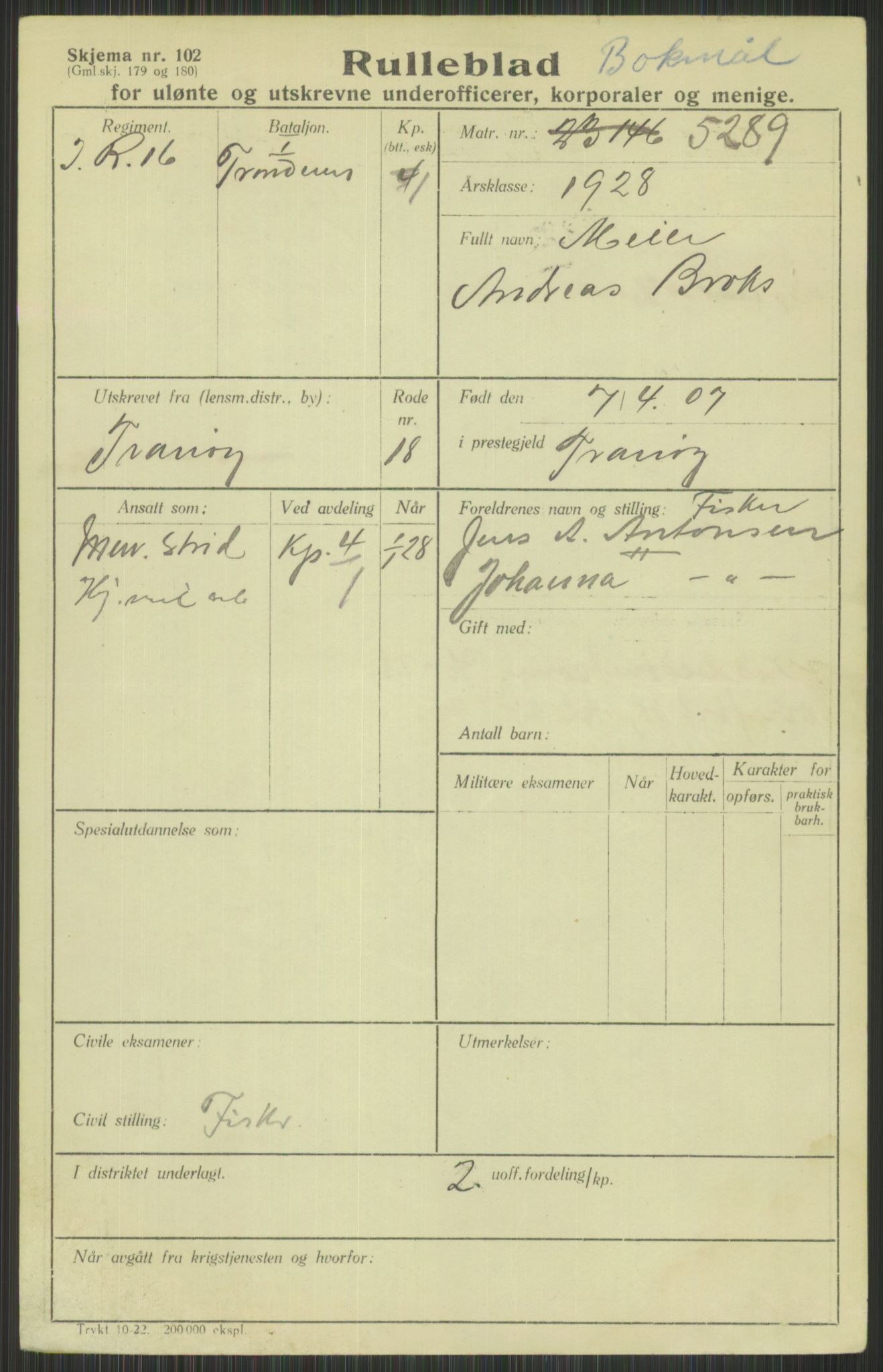 Forsvaret, Troms infanteriregiment nr. 16, AV/RA-RAFA-3146/P/Pa/L0013/0003: Rulleblad / Rulleblad for regimentets menige mannskaper, årsklasse 1928, 1928, s. 69